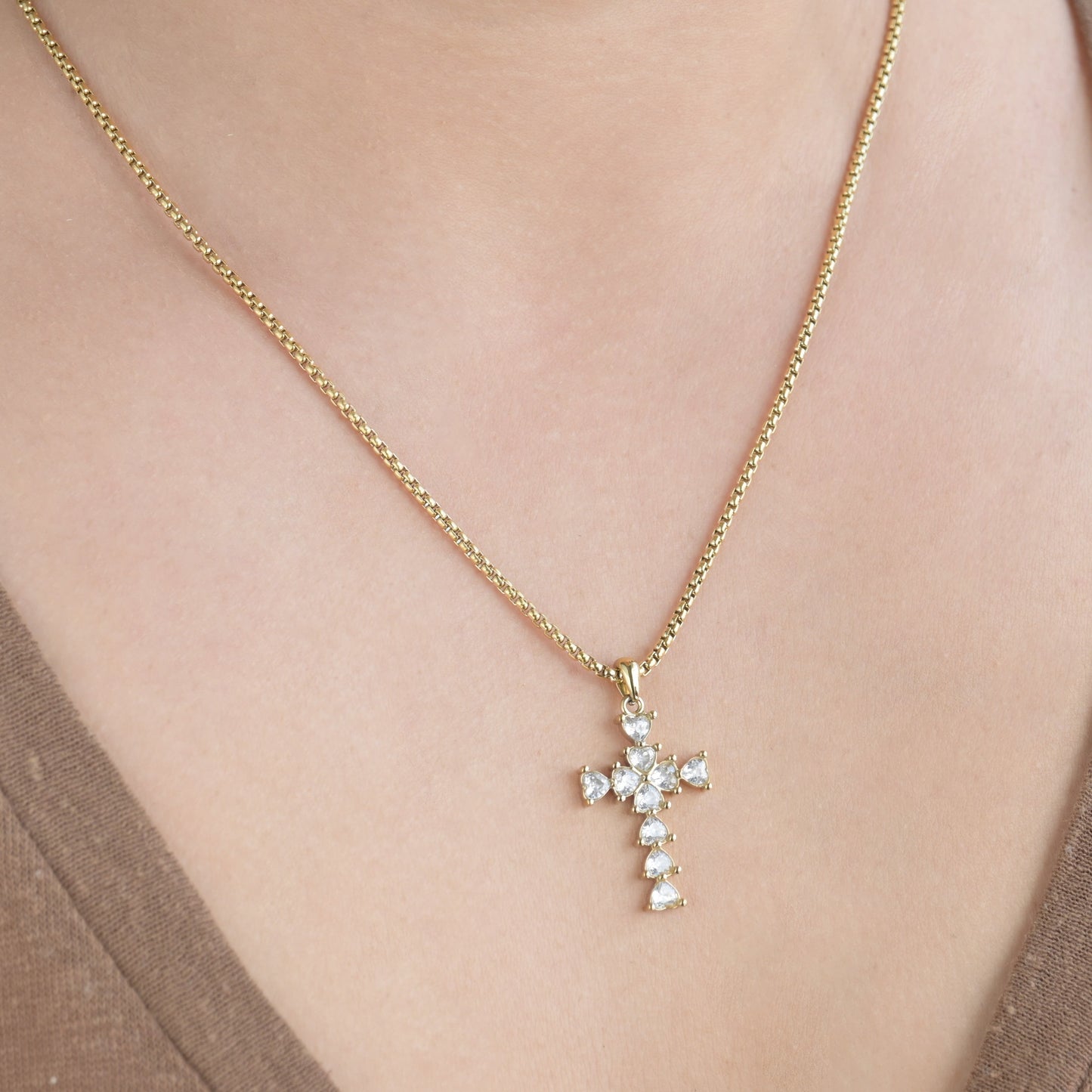 Long Diamond Cross Necklace