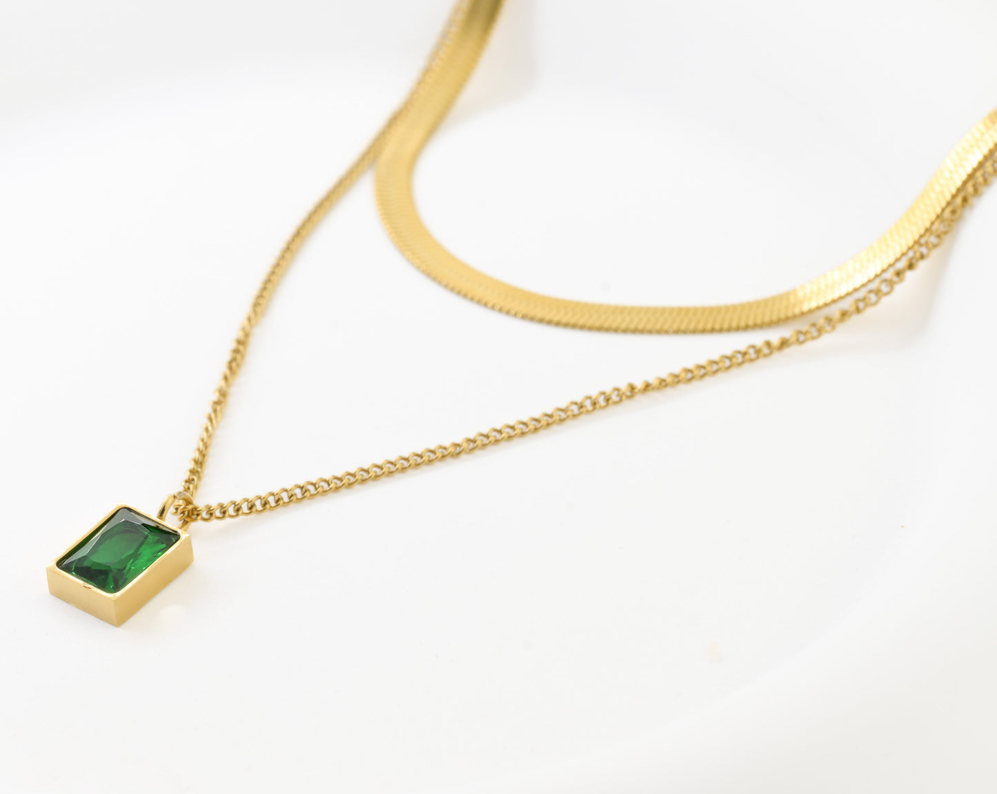 Emerald Herringbone Necklace