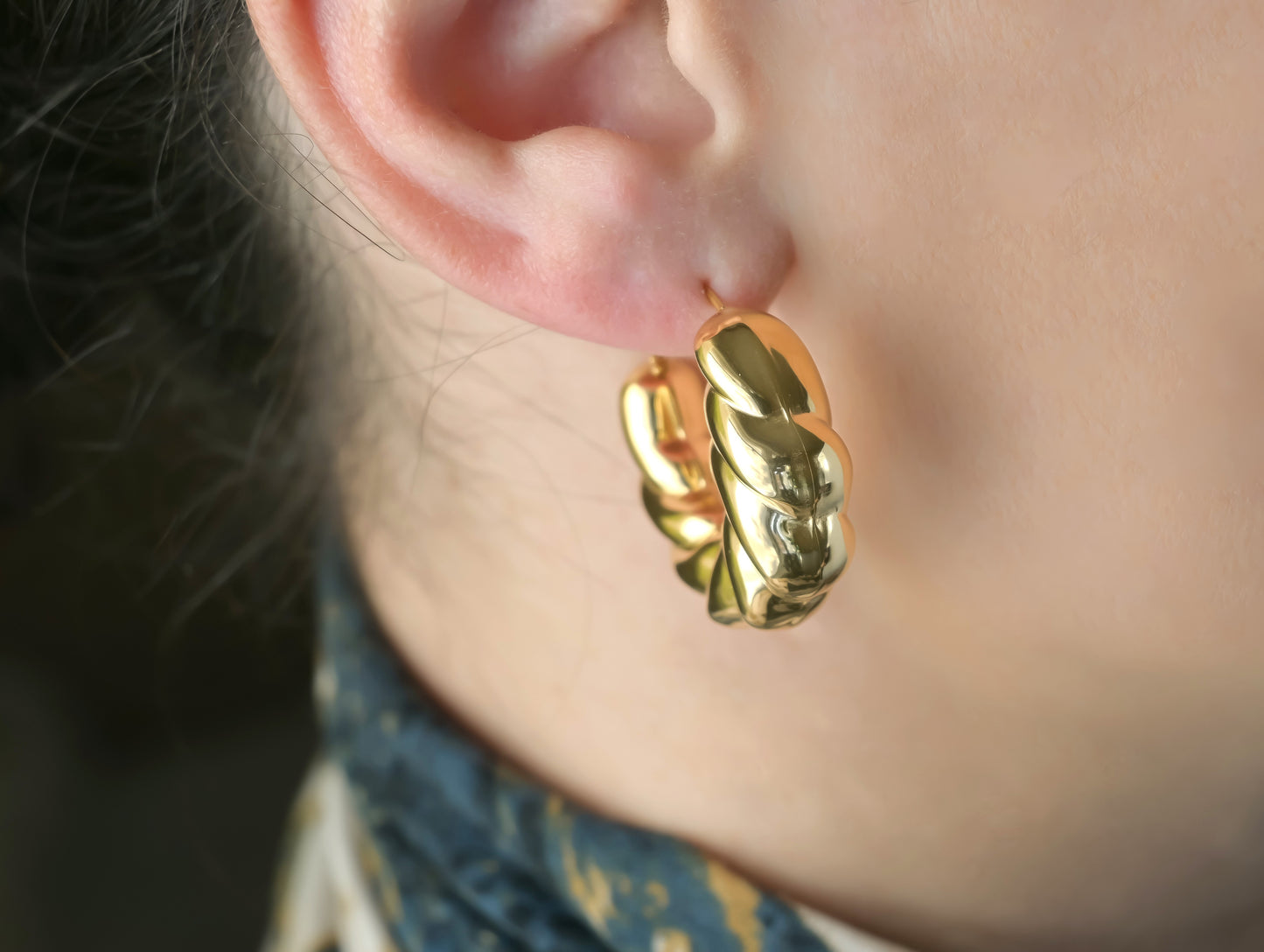 Oversized Puffed Croissant Hoops