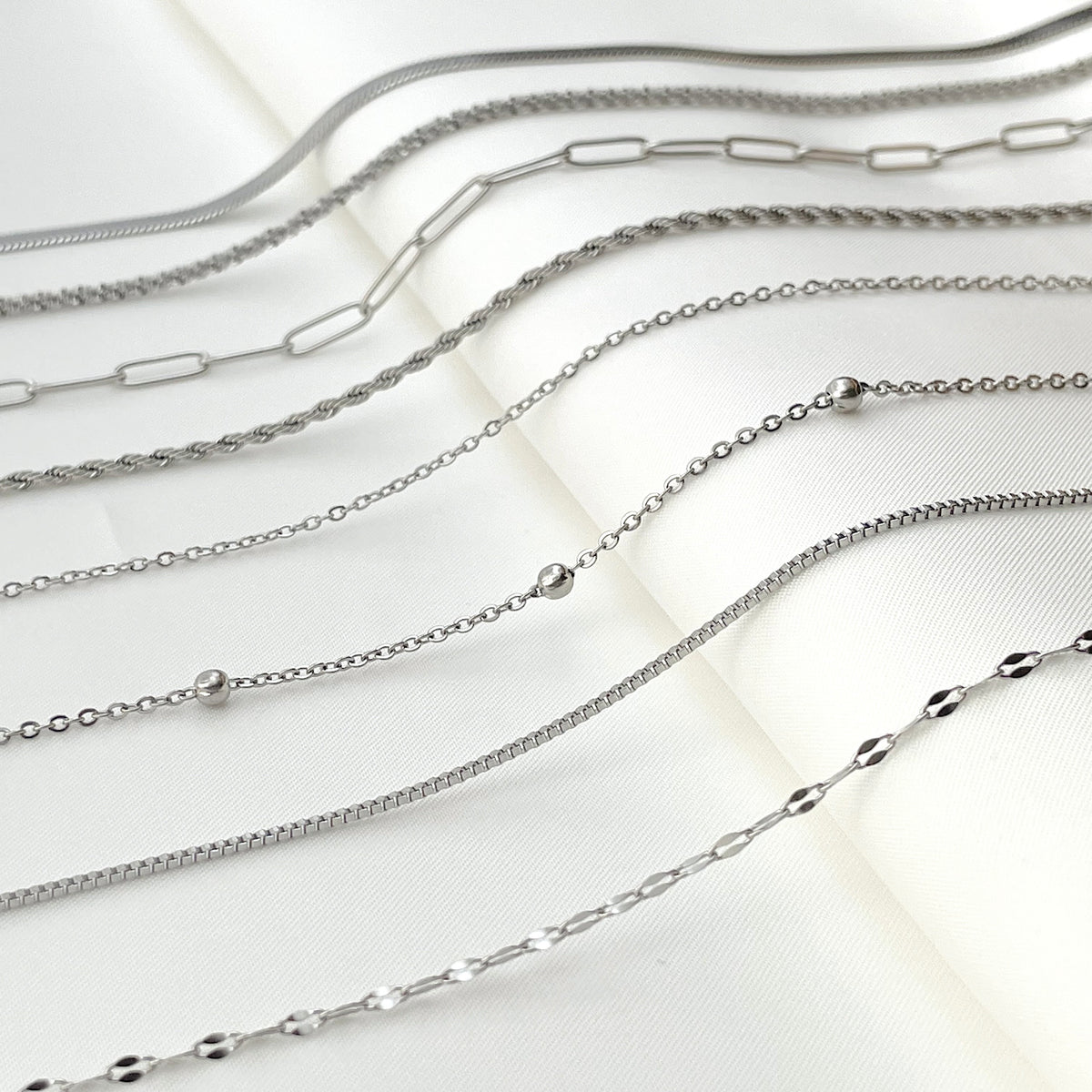 Dainty Silver Chain Necklace - Waterproof Stainless Steel