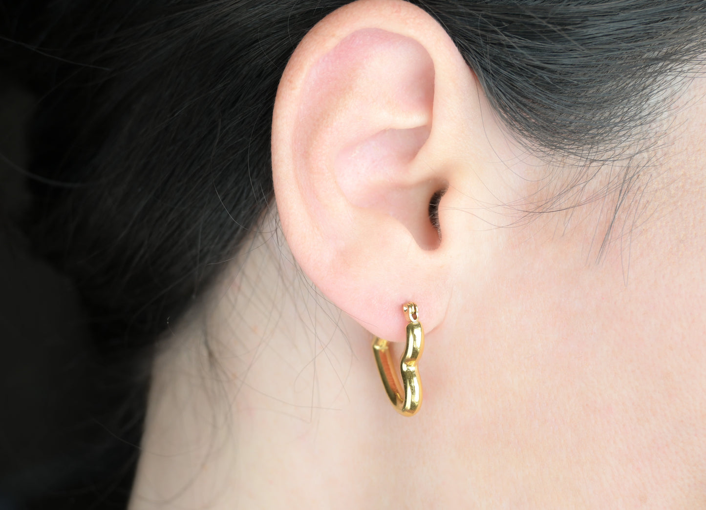 Sterling Silver Medium Sideways Heart Hoops