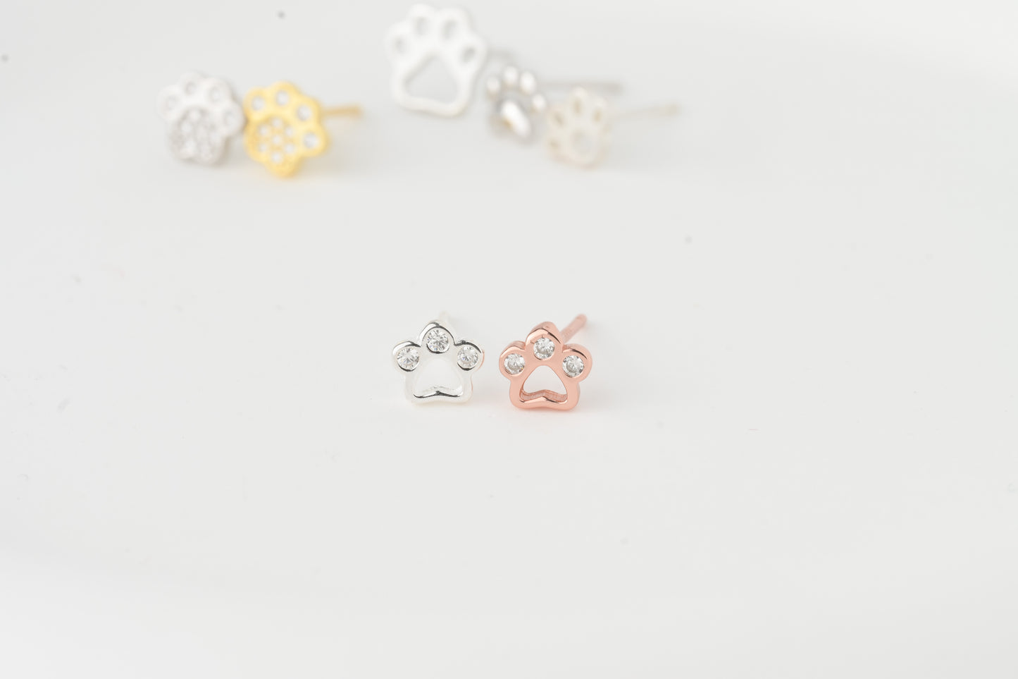 Silver Paw Studs