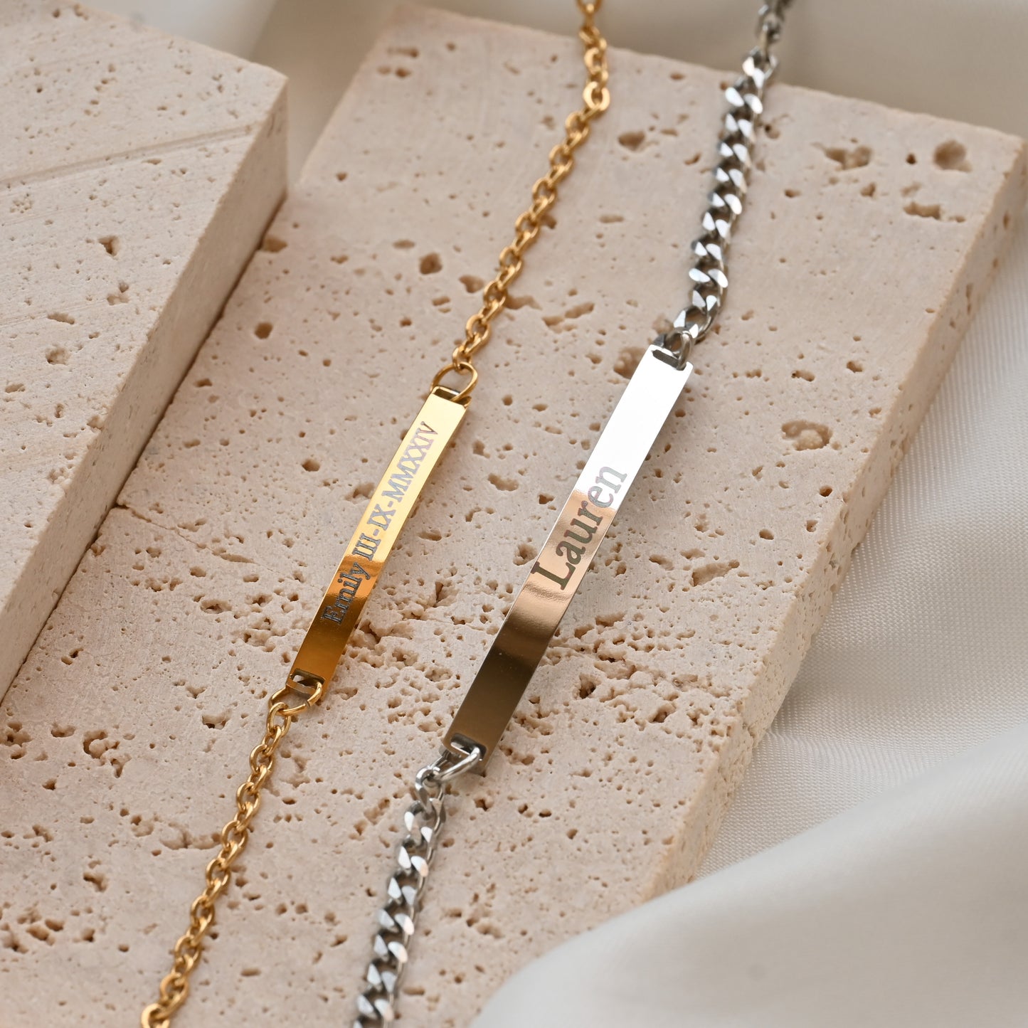 Curved Bar Engraved Bracelet