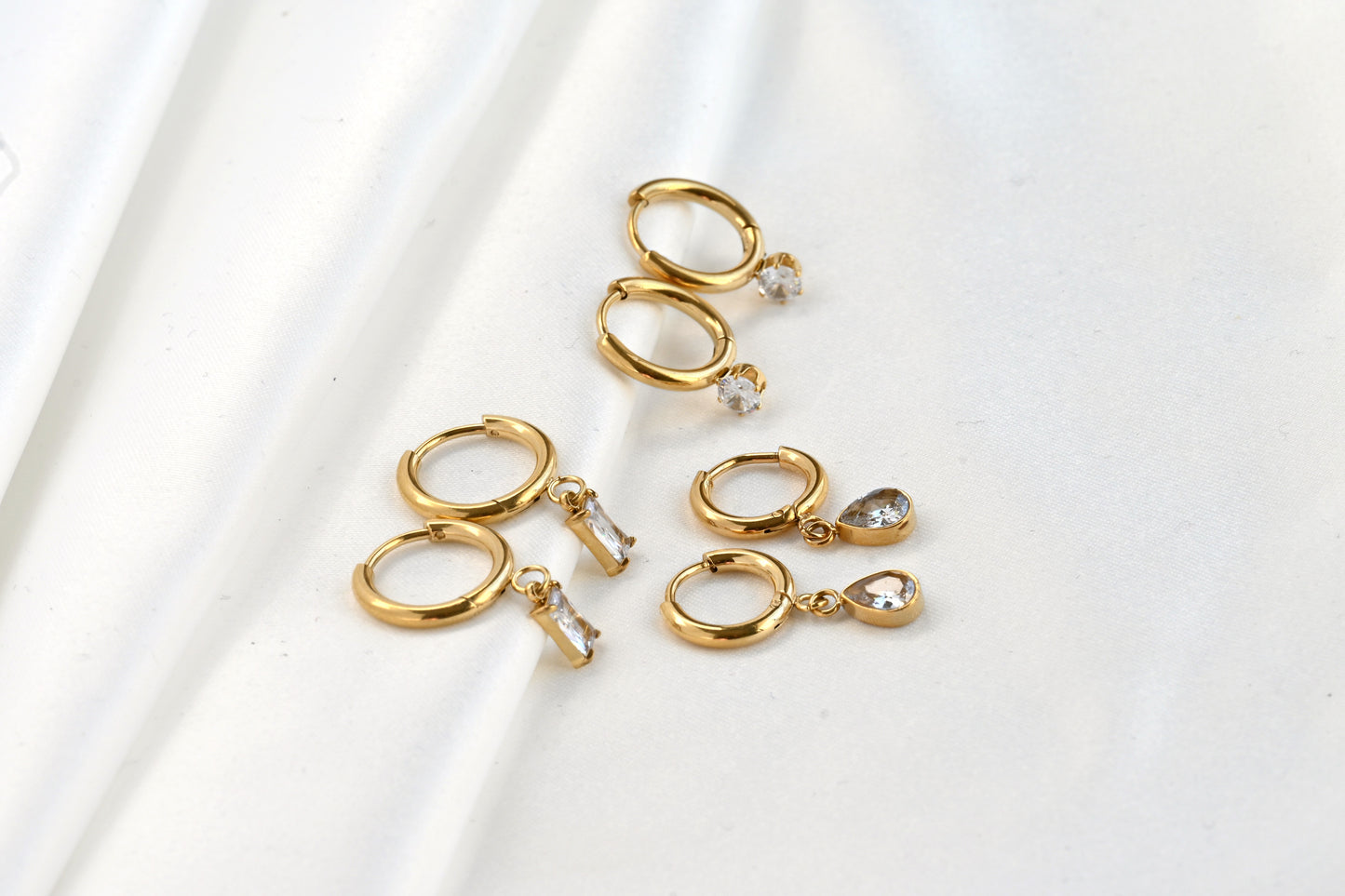 Small Diamond Charm Hoops
