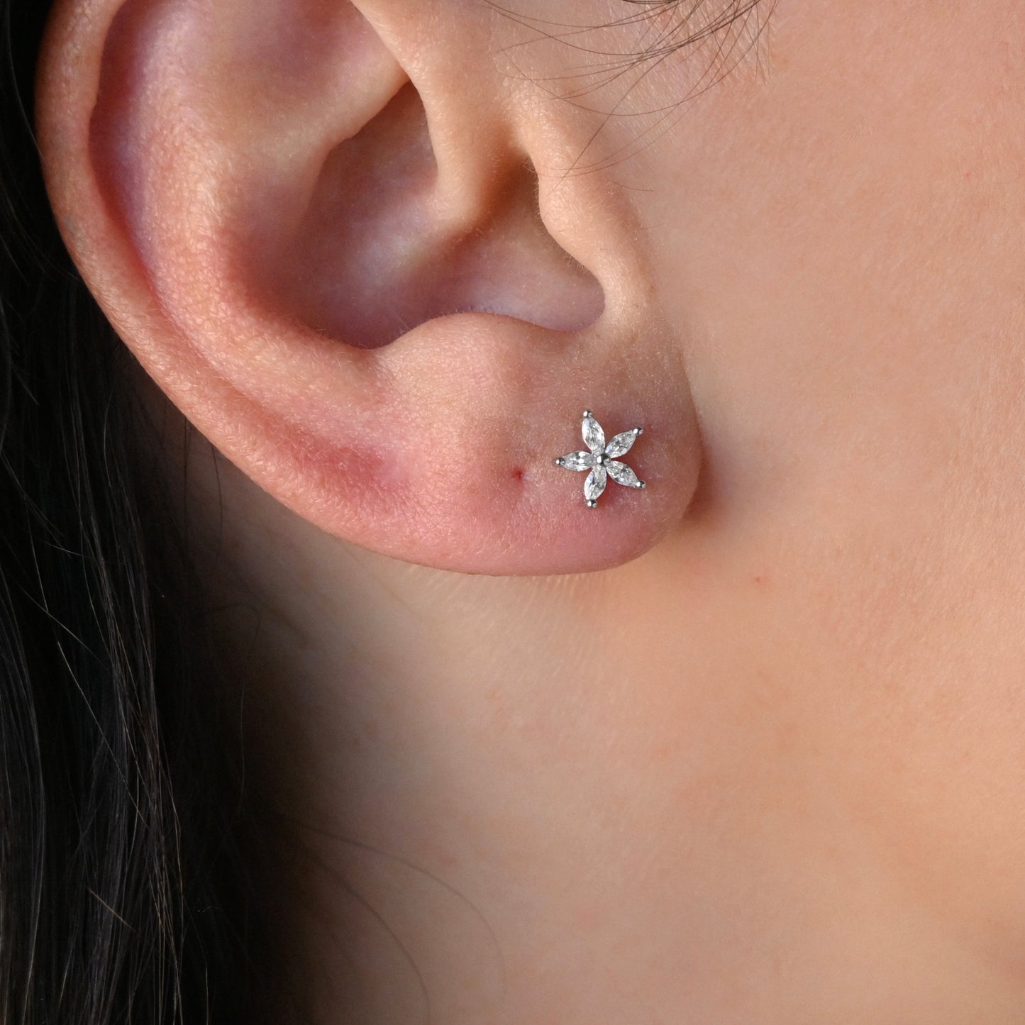 Silver Flower Studs