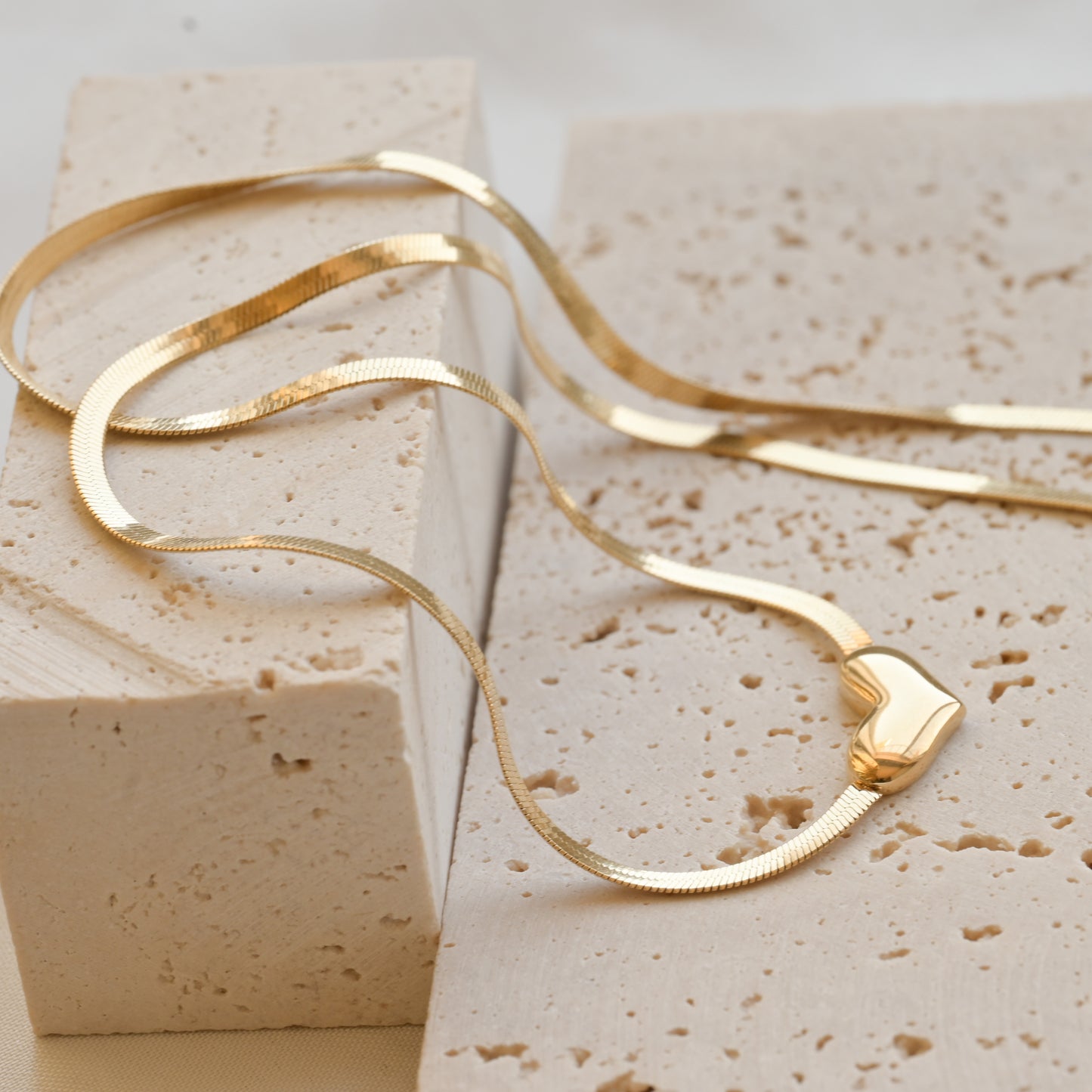 Small Herringbone Heart Necklace