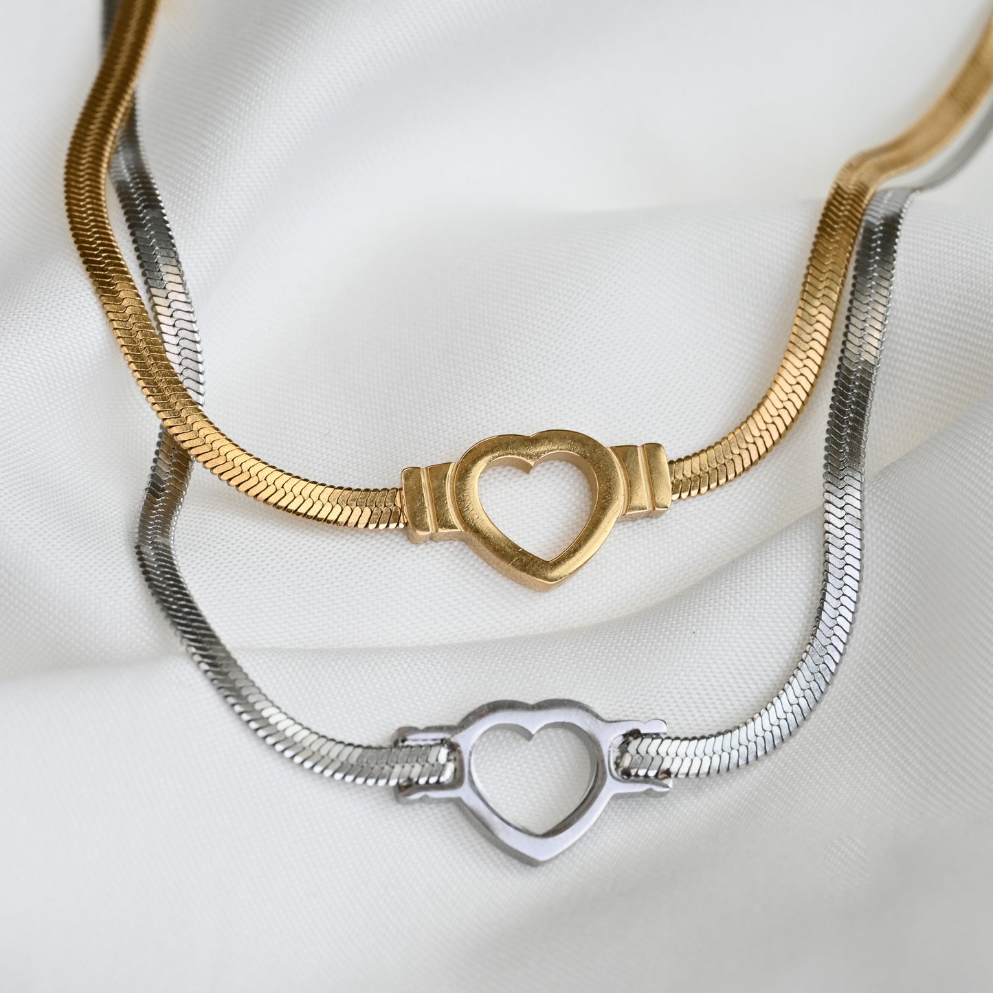 Medium Herringbone Heart Necklace
