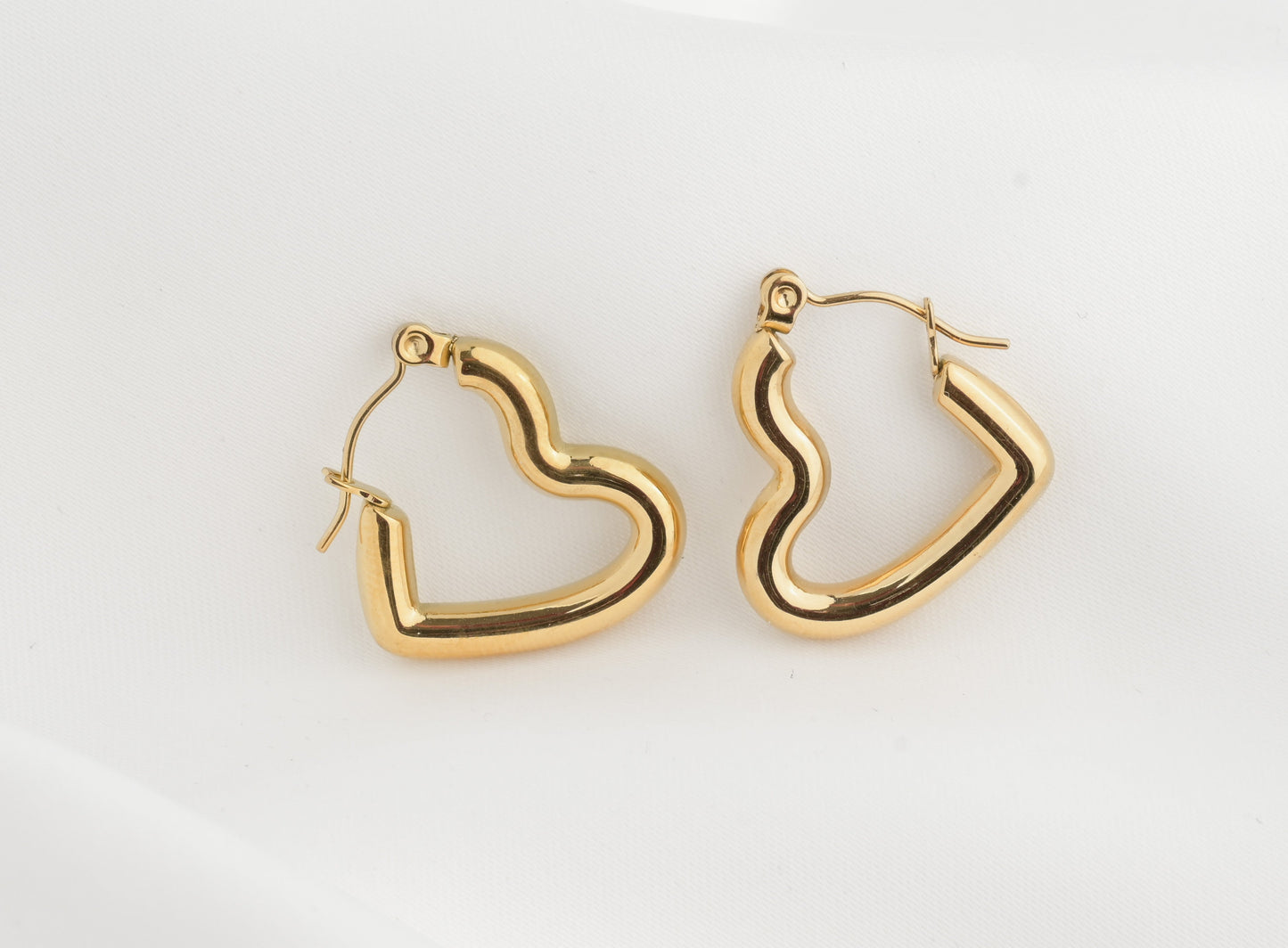 Sterling Silver Medium Sideways Heart Hoops