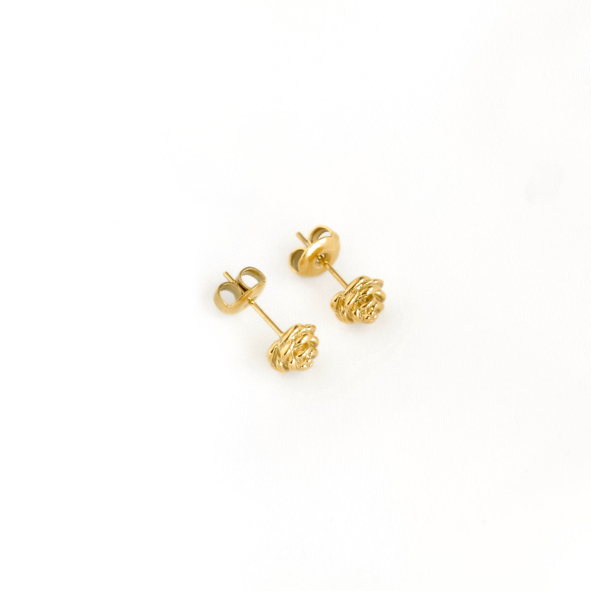 18k Gold Rose Stud Earrings - Stainless Steel Flower Studs