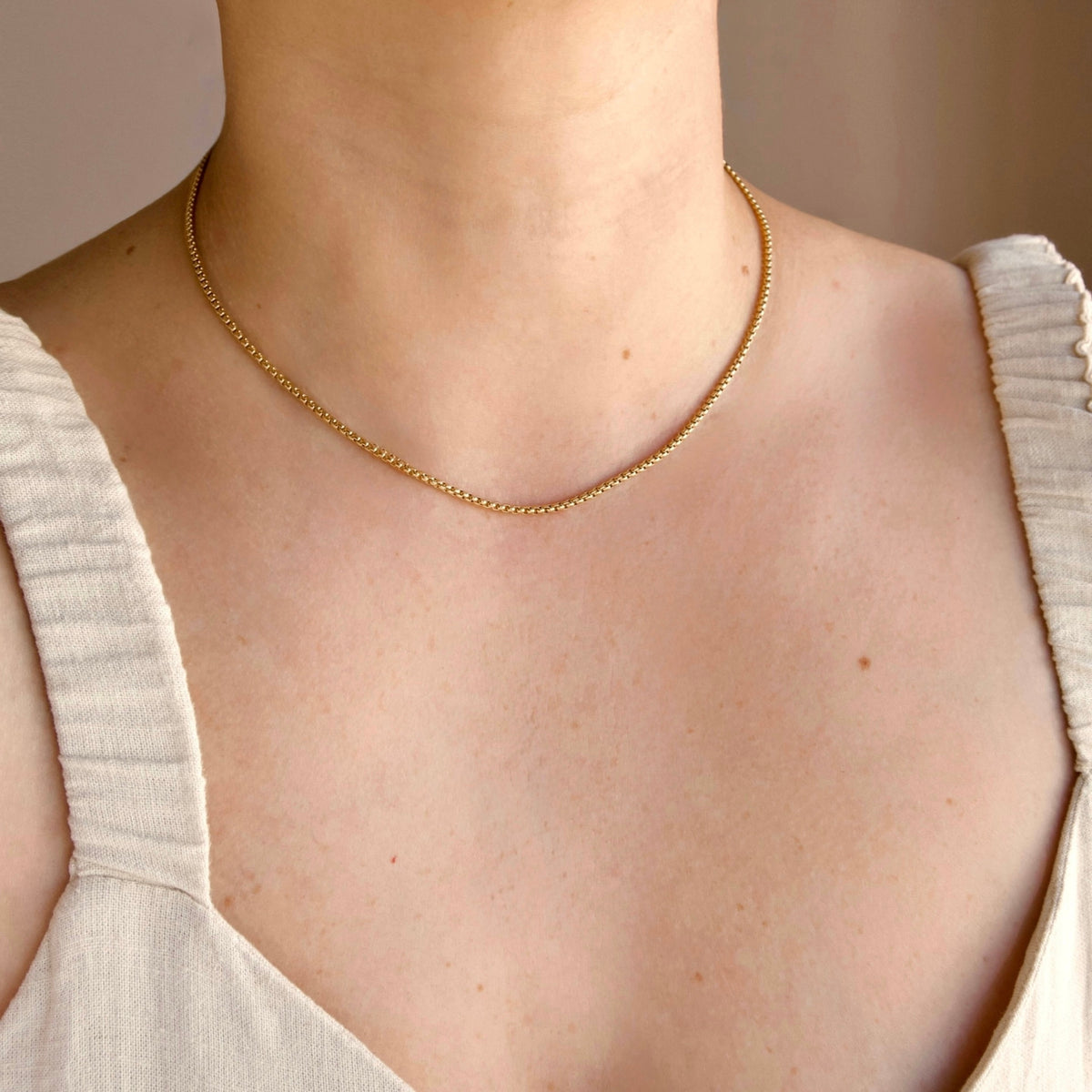 Rounded Box Chain Necklace - Stainless Steel