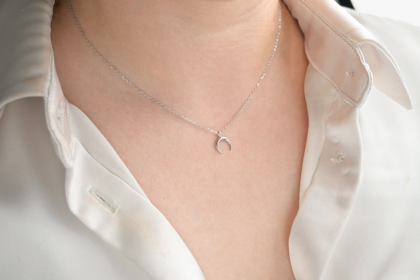 Silver Crescent Necklace