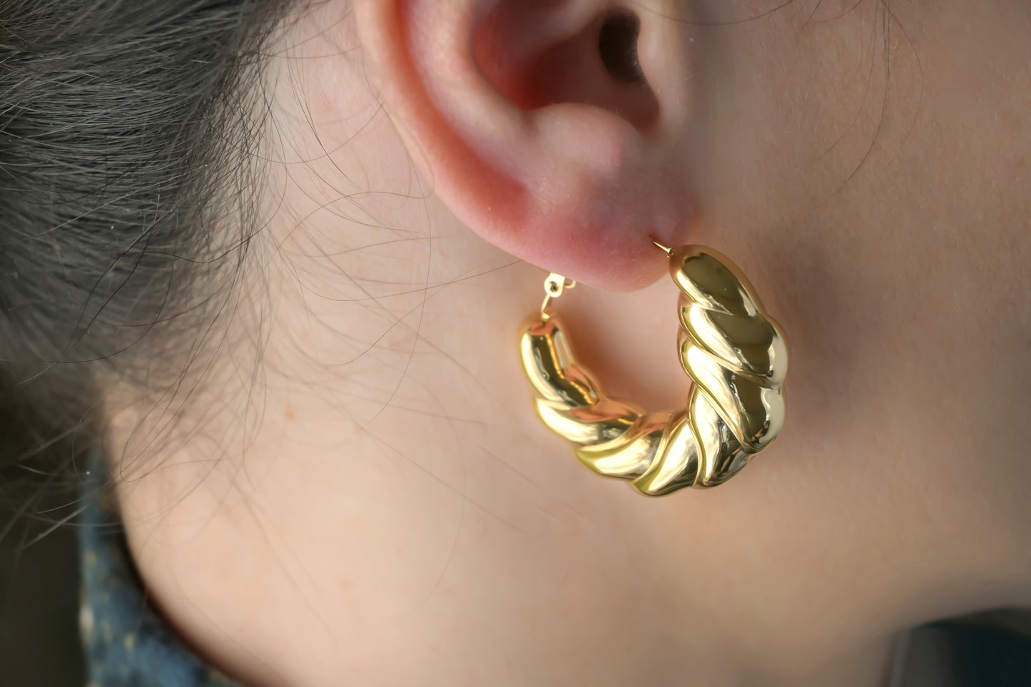 Oversized Puffed Croissant Hoops