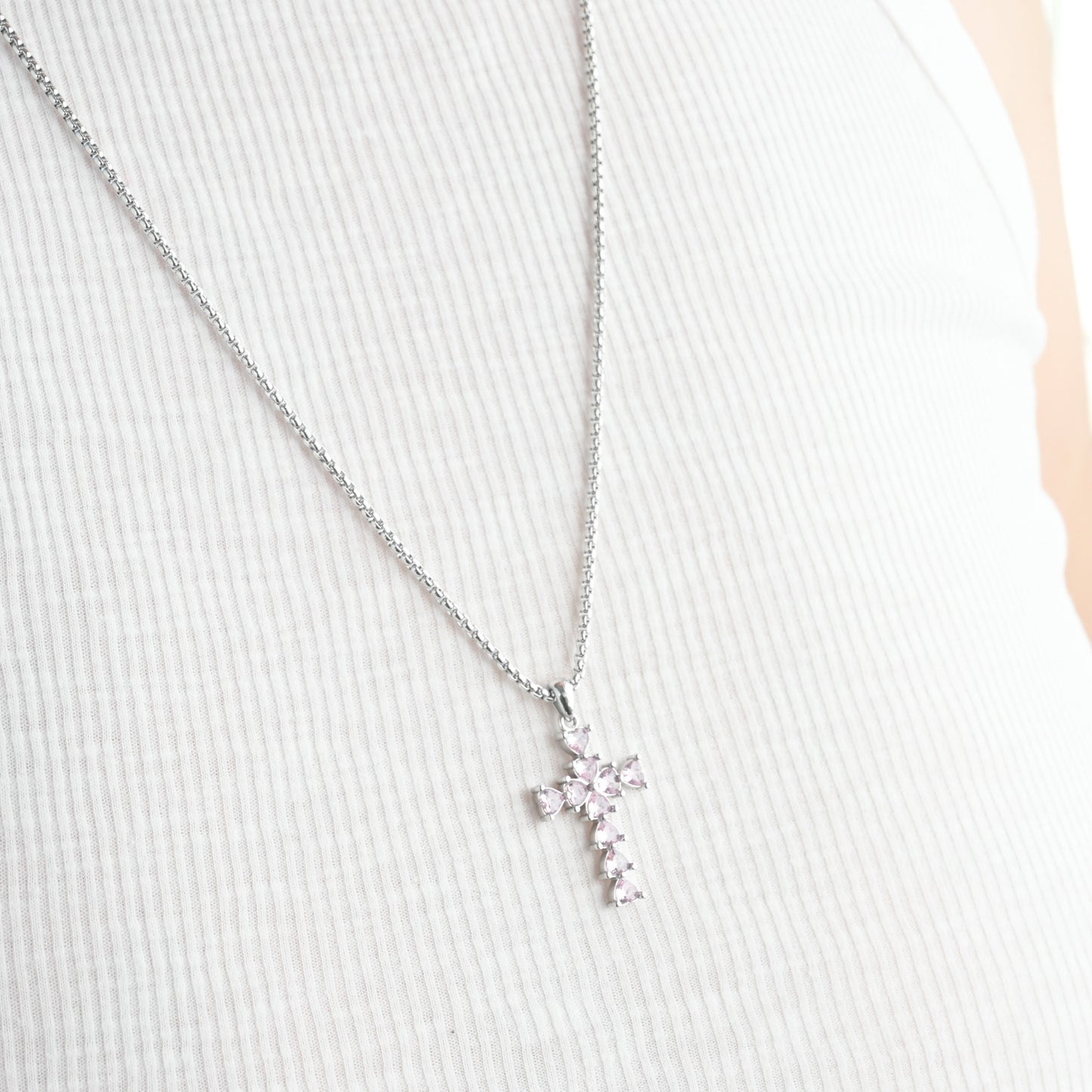 Long Diamond Cross Necklace