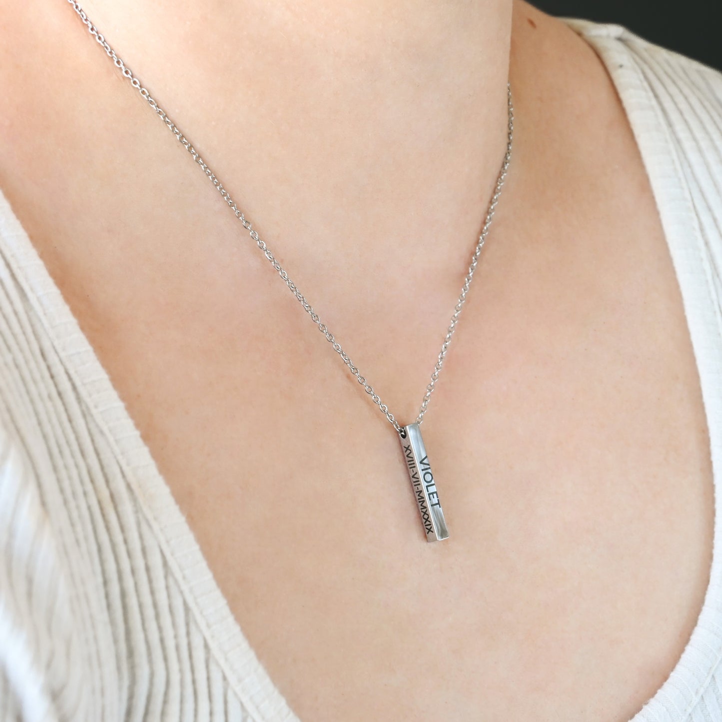 Engraved Bar Necklace