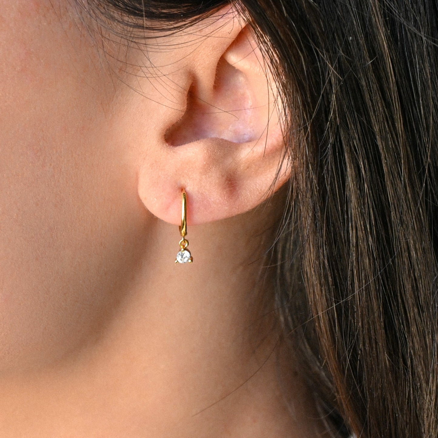 Silver CZ Drop Hoops