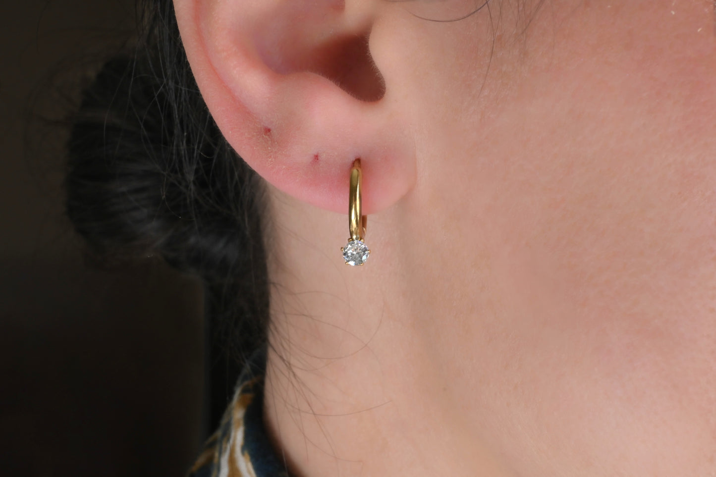 Small Diamond Charm Hoops