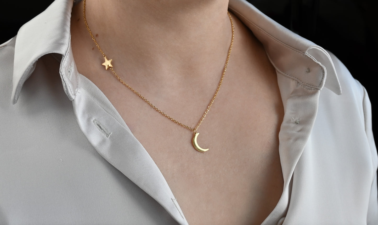 Moon and Star Necklace