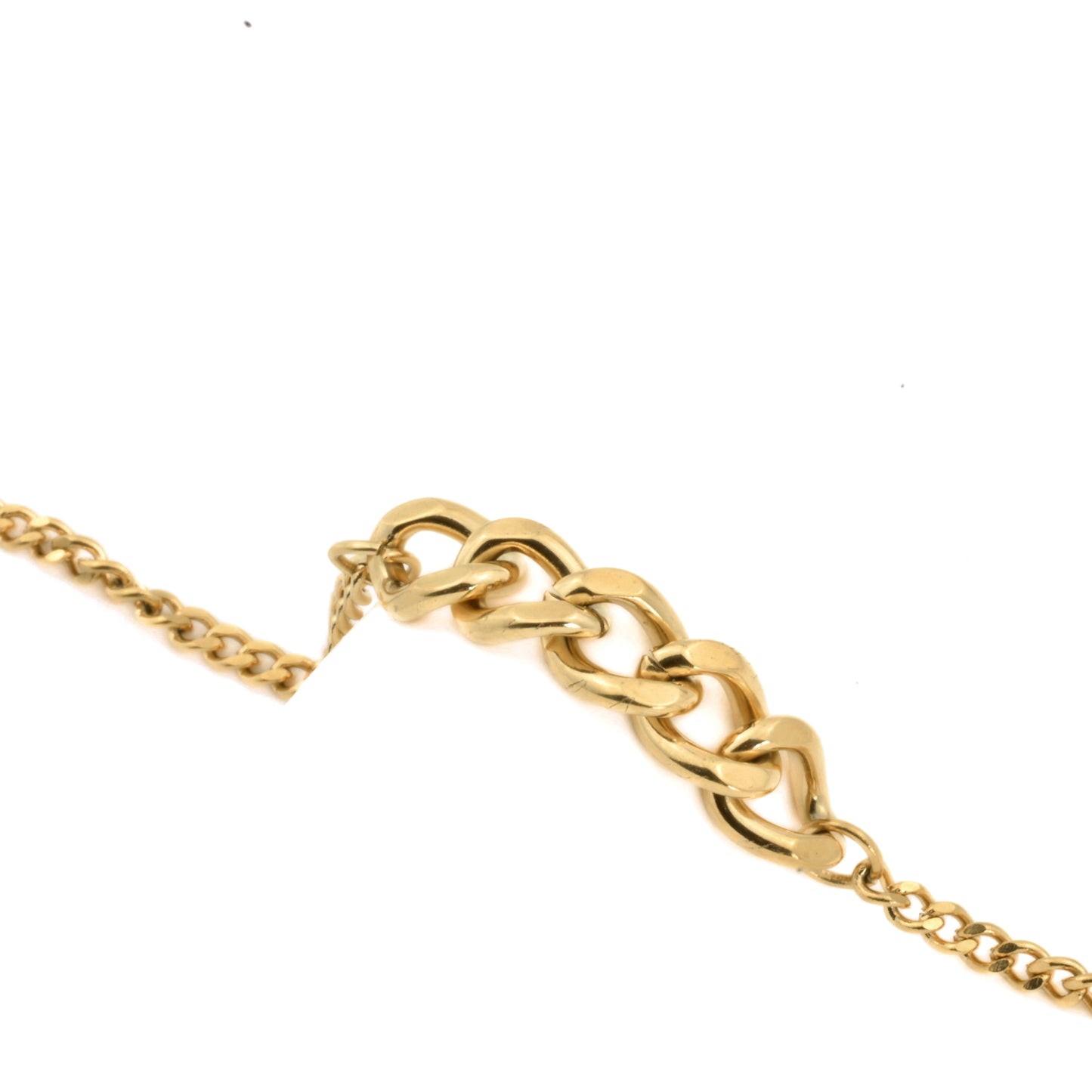 Gold chain bracelet on a white background