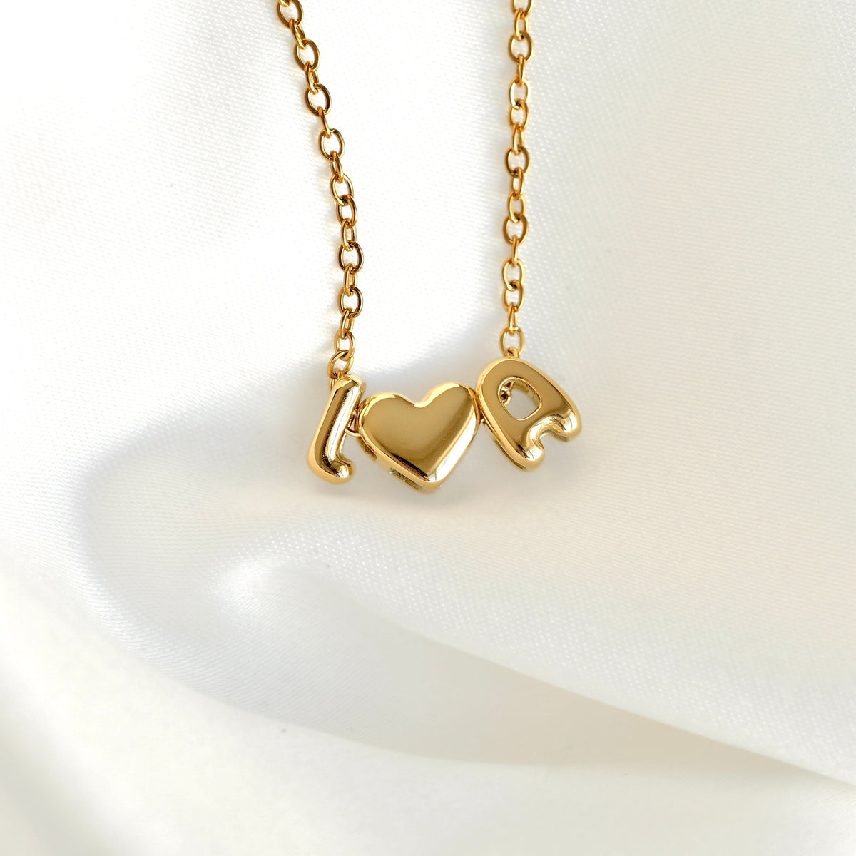 Bubble Name Necklace - Stainless Steel Baloon Initial Necklace
