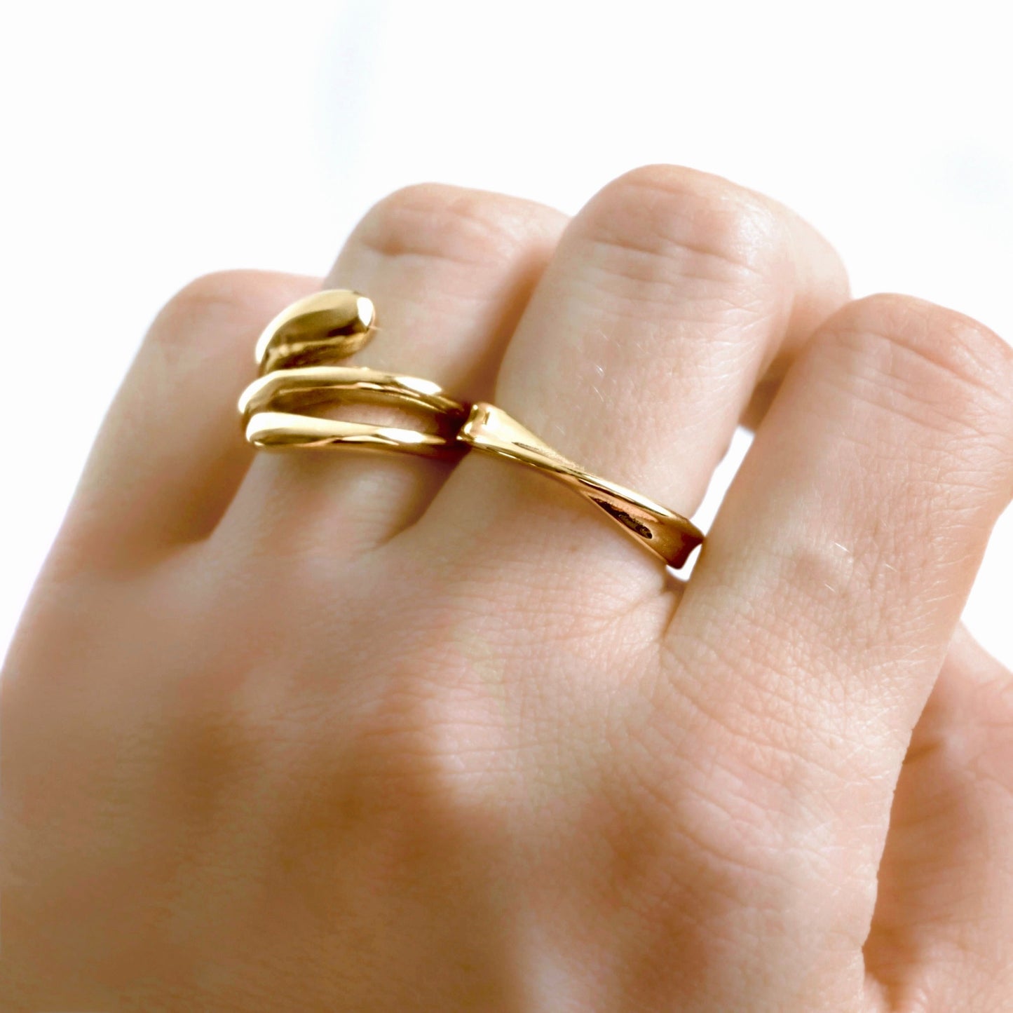 Chunky Sculptural Gold Wrap Ring - Stainless Steel