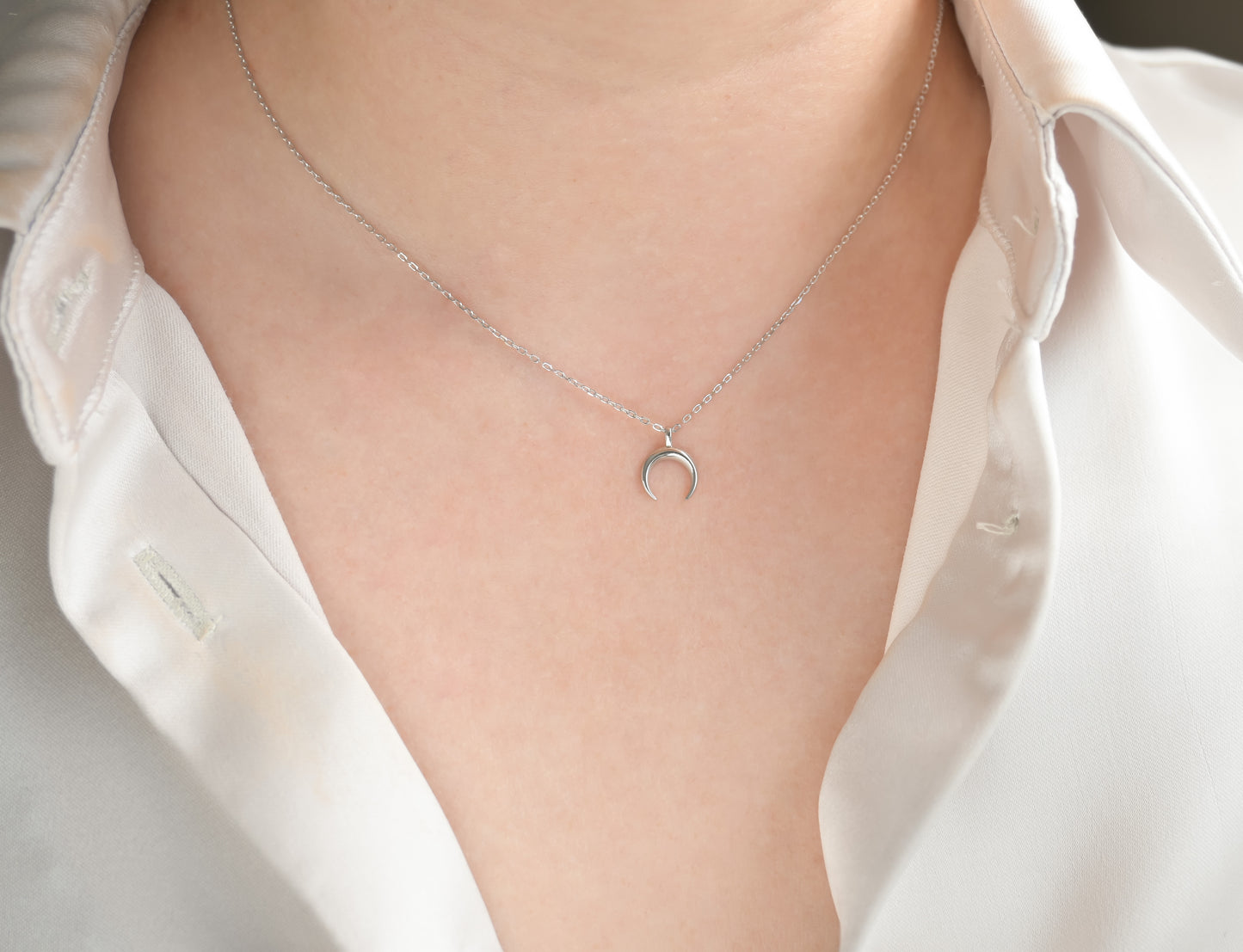 Silver Crescent Necklace