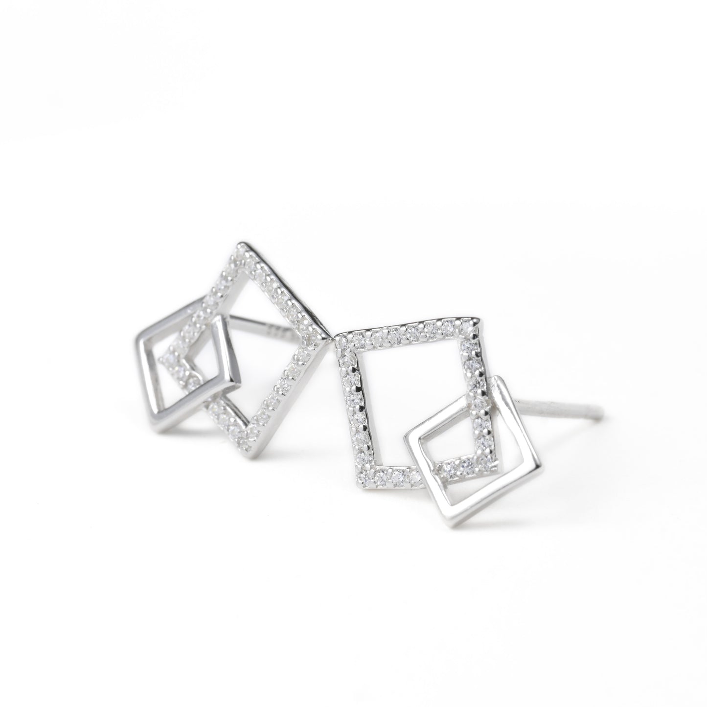 Silver Square Link Studs