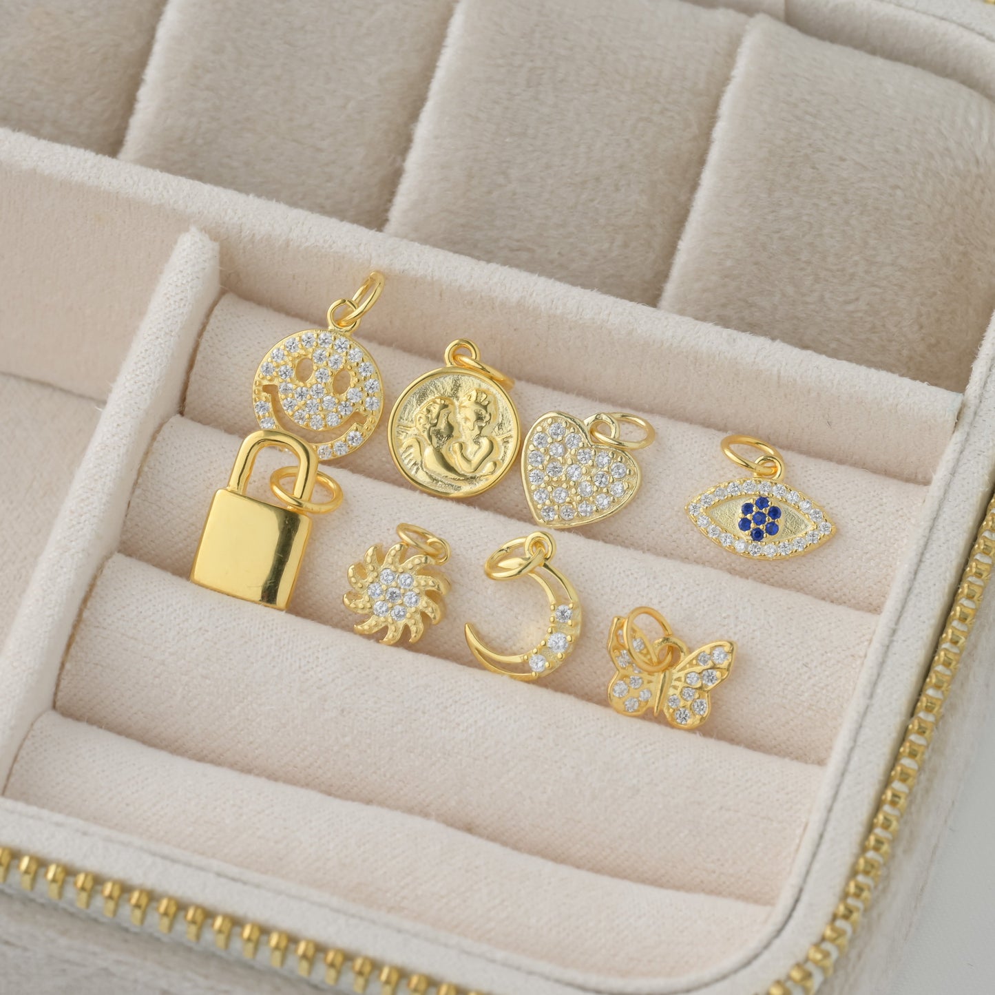 925 Silver Charm Necklace - GOLD