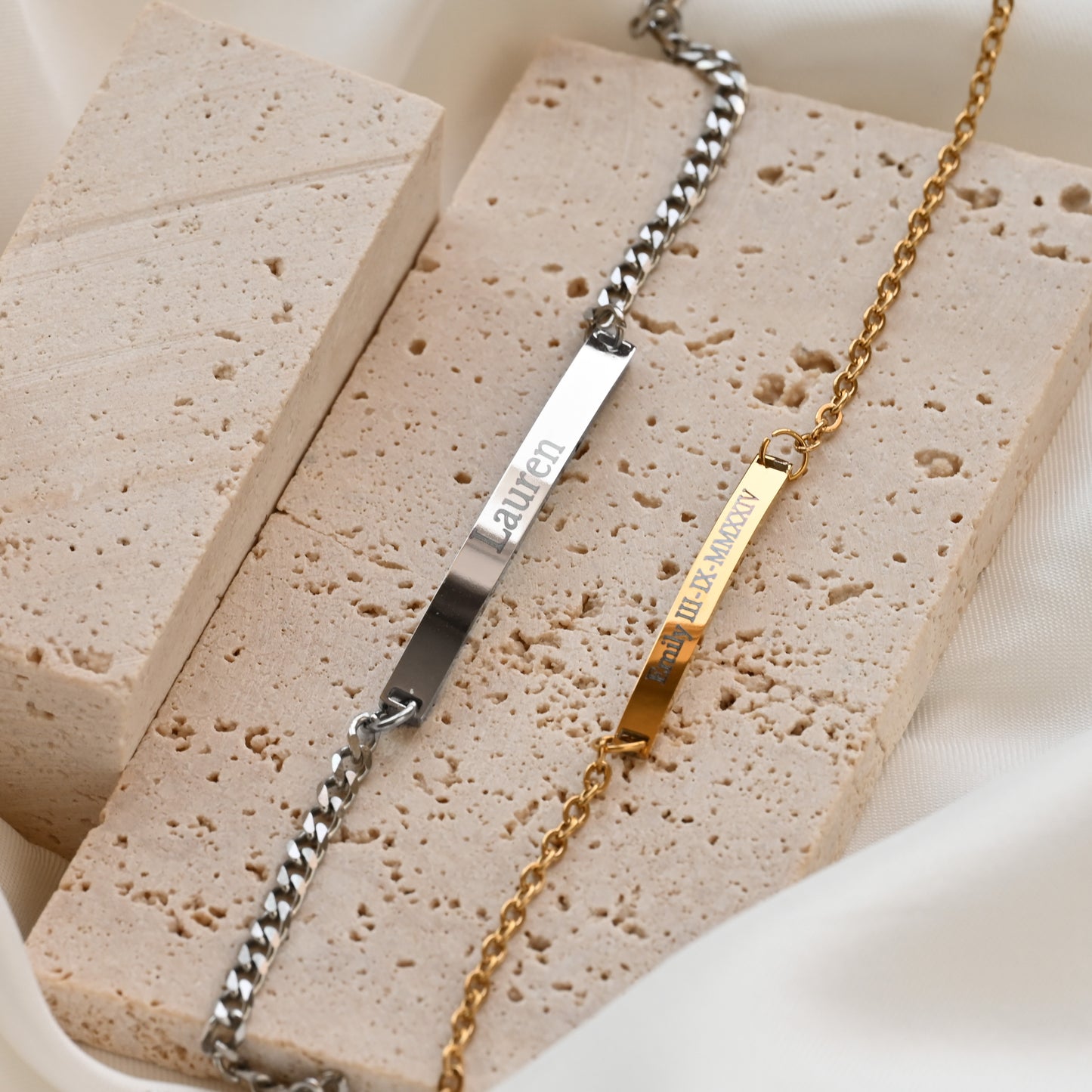 Curved Bar Engraved Bracelet