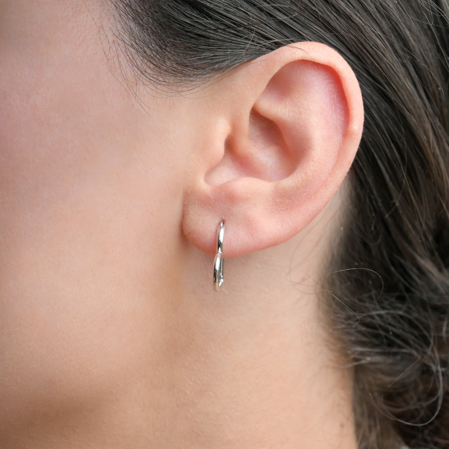 Sterling Silver Medium Sideways Heart Hoops