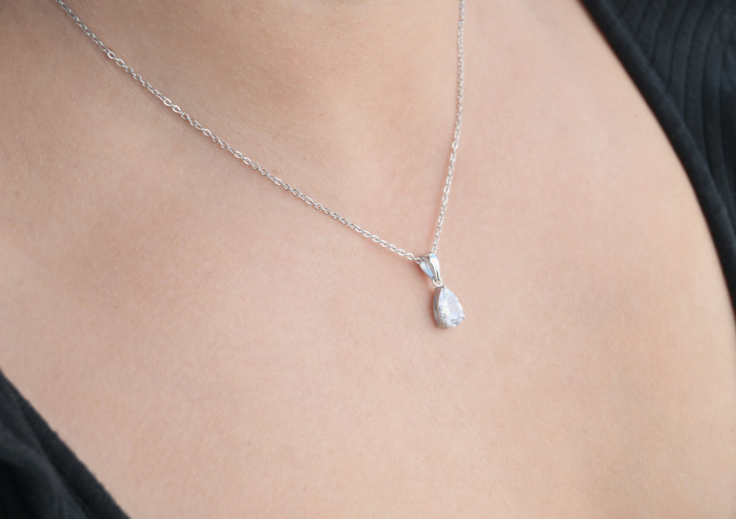 Pear Diamond Necklace - Birthstone Necklace