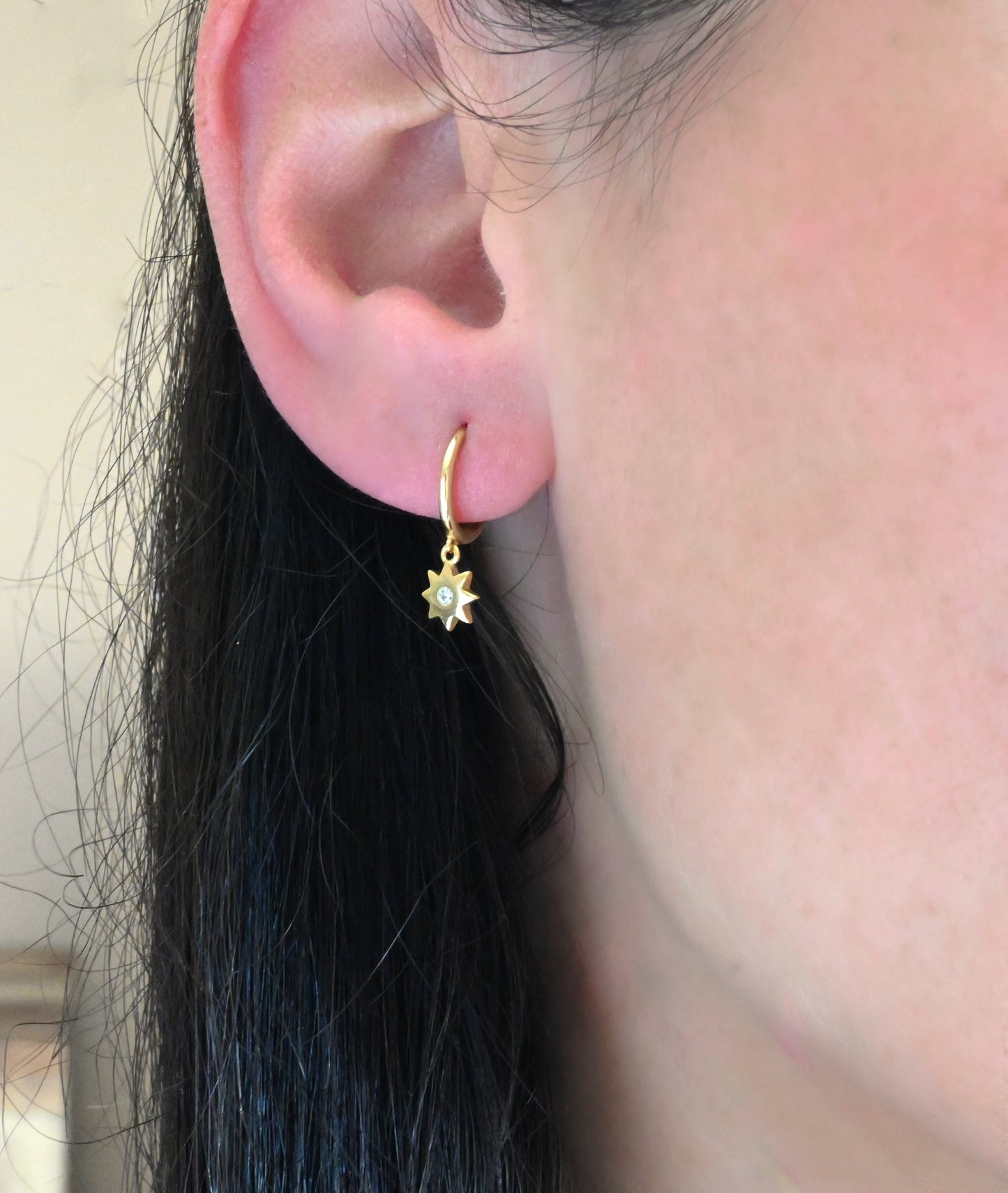 Silver Diamond Charm Hoops