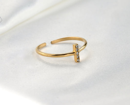 Diamond Bar Open Ring