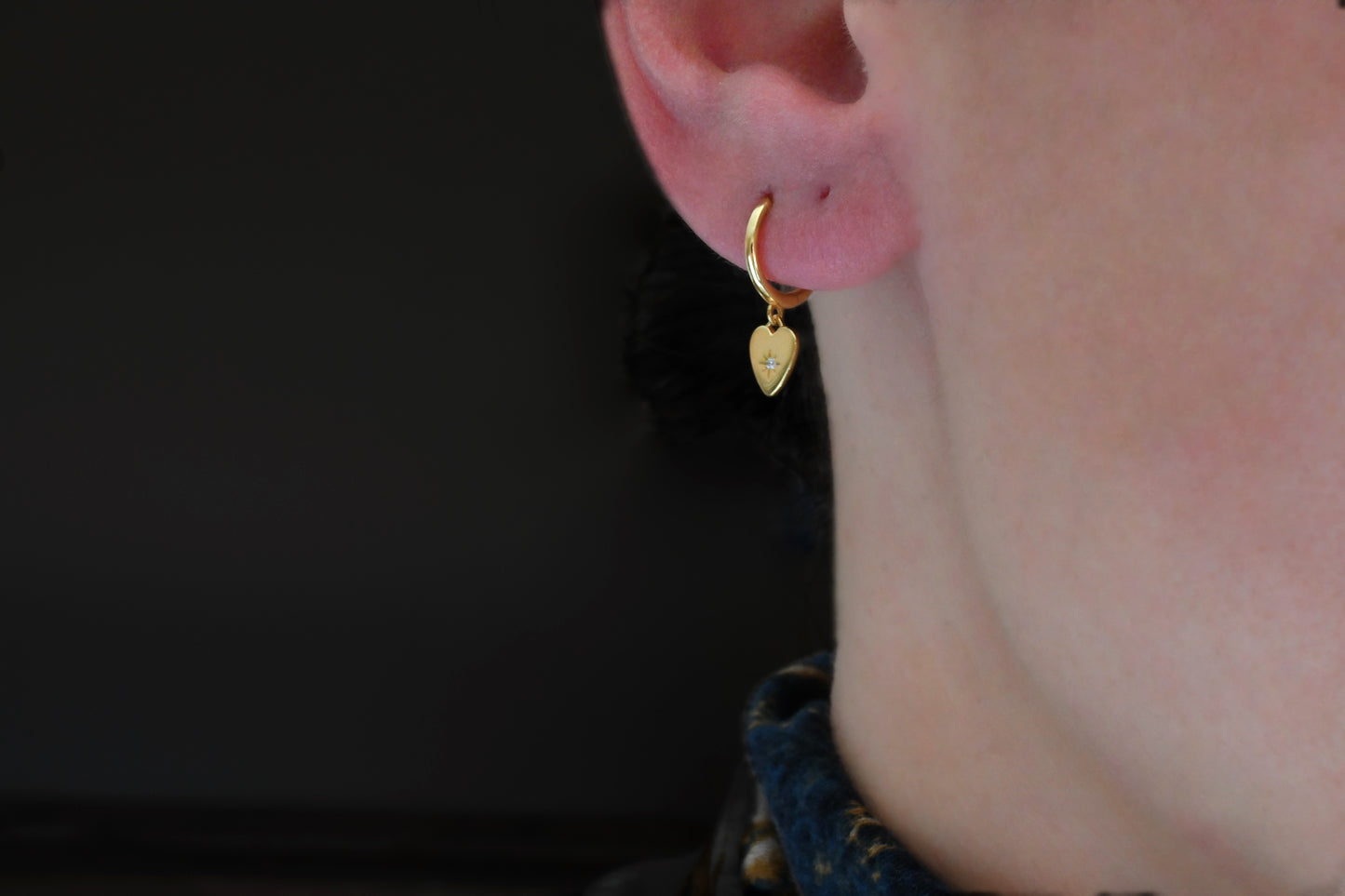 Silver Diamond Charm Hoops