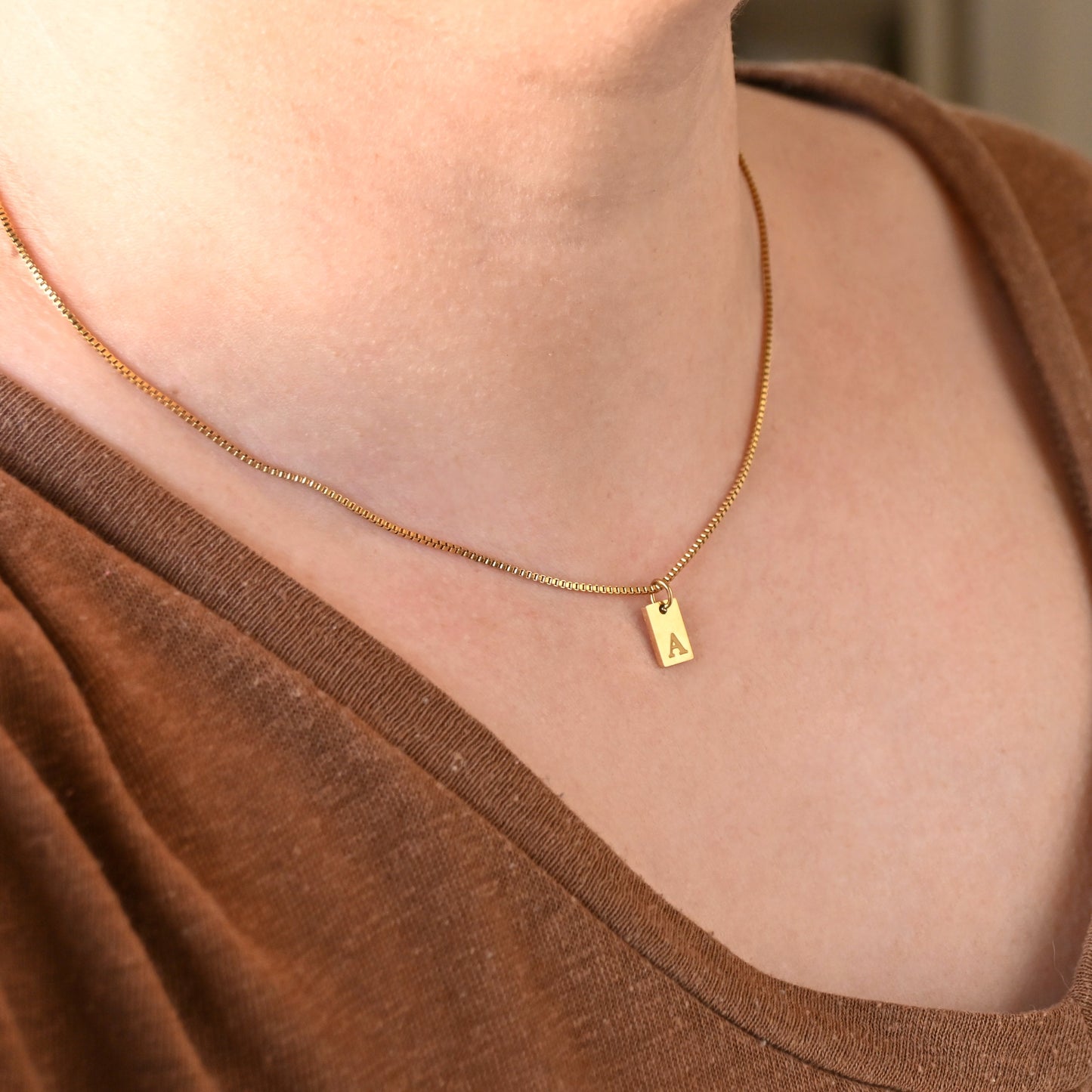 Tag Initial Necklace