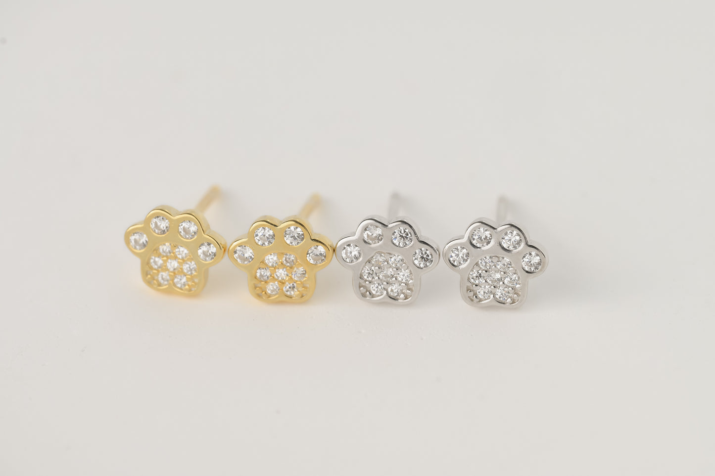Silver Paw Studs