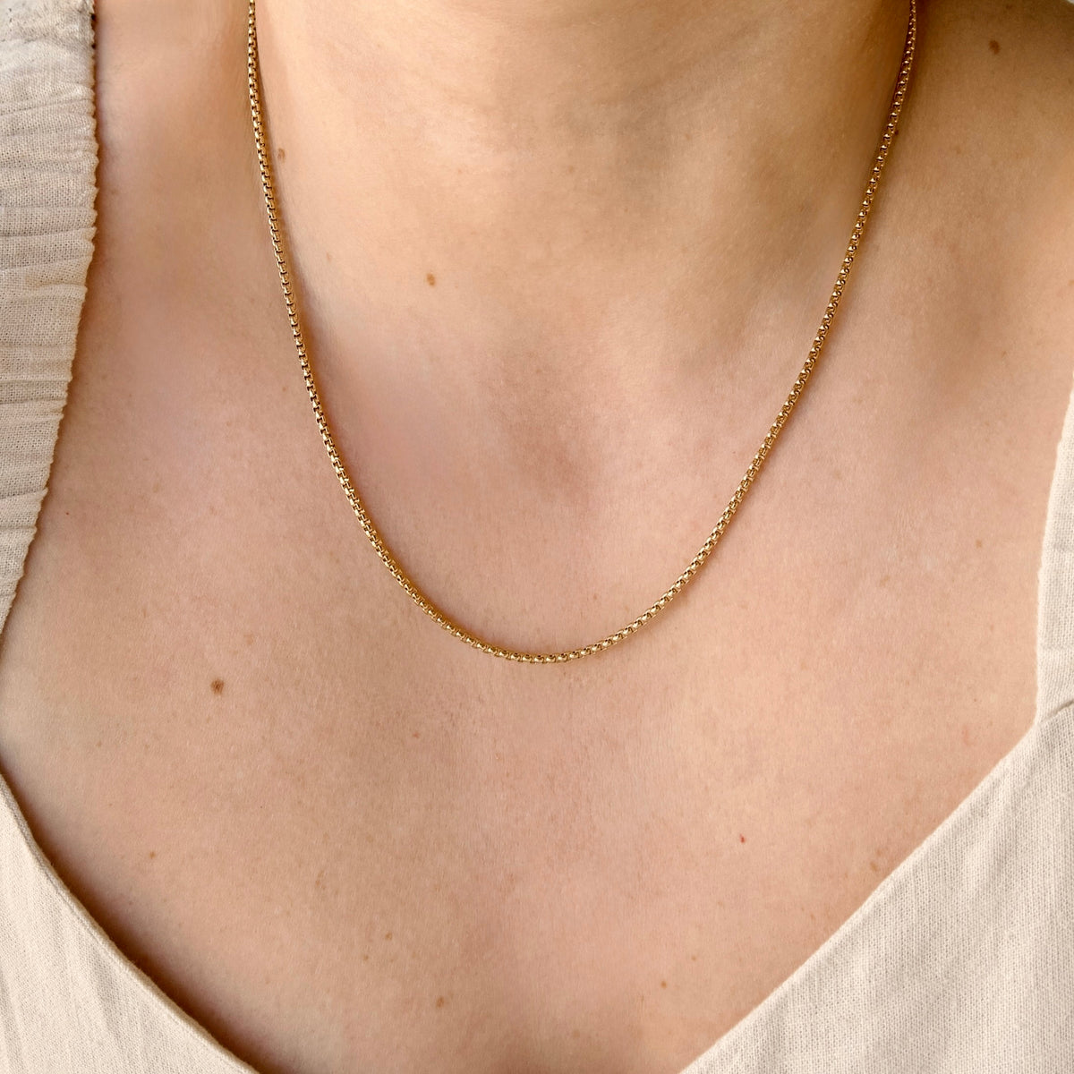 Rounded Box Chain Necklace - Stainless Steel