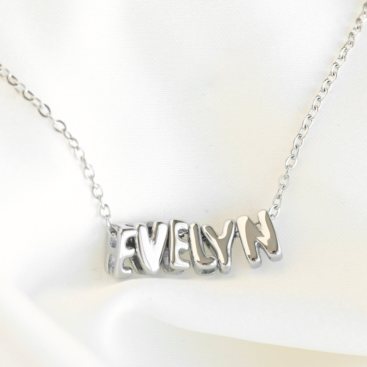 Bubble Name Necklace - Stainless Steel Baloon Initial Necklace