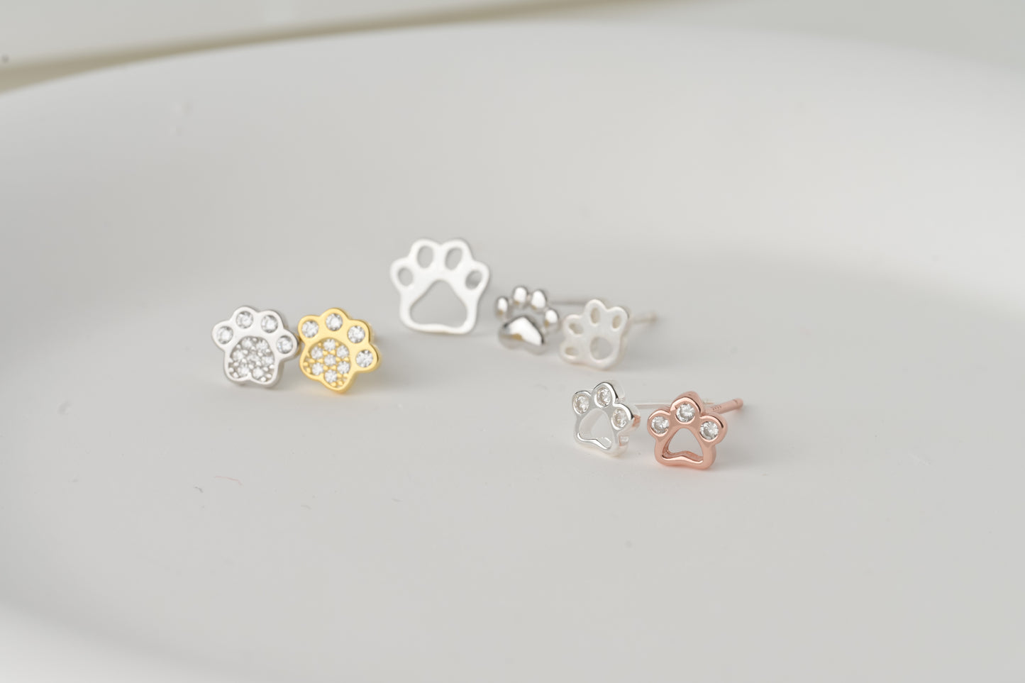 Silver Paw Studs