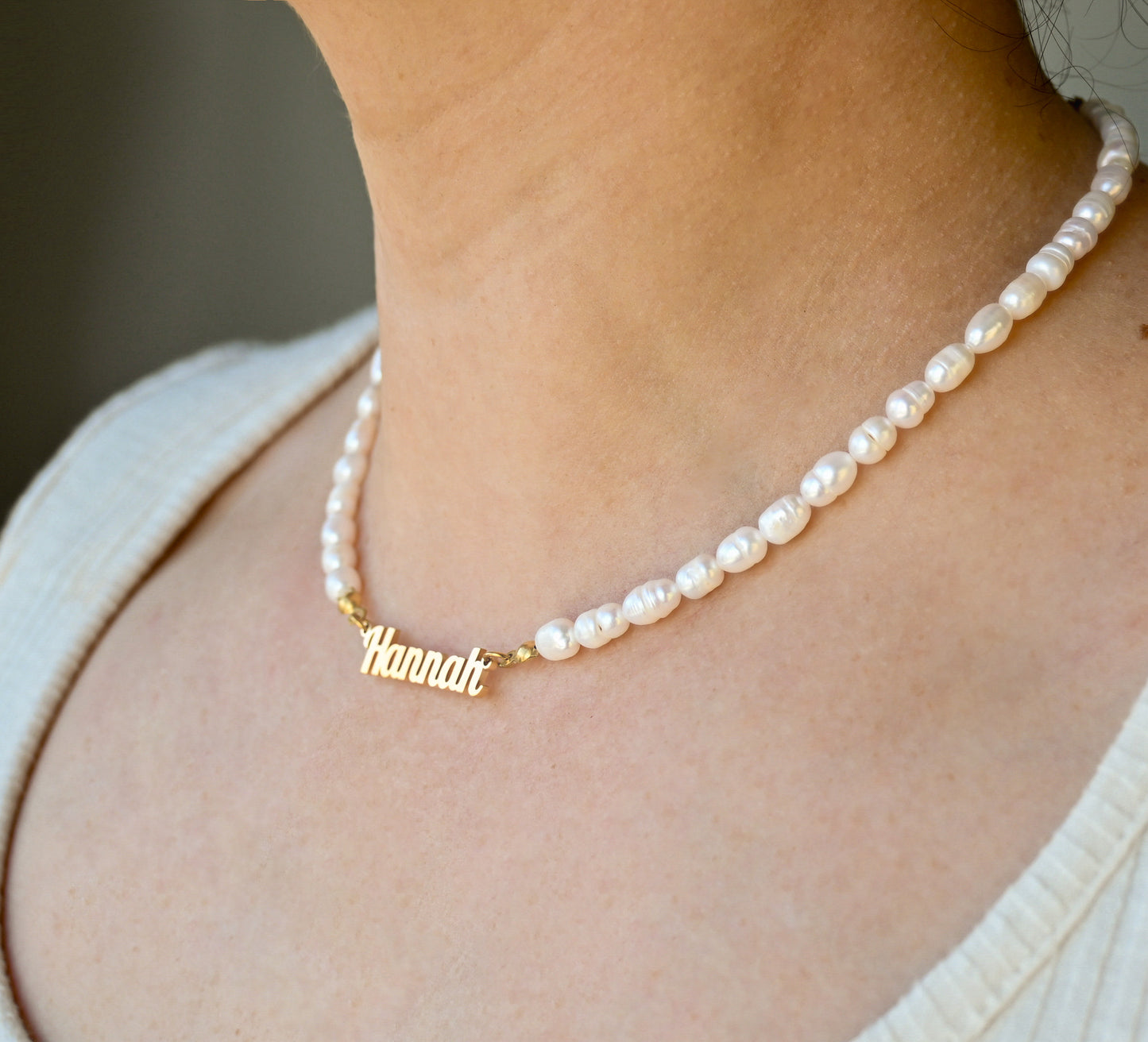 Custom Pearl Name Necklace