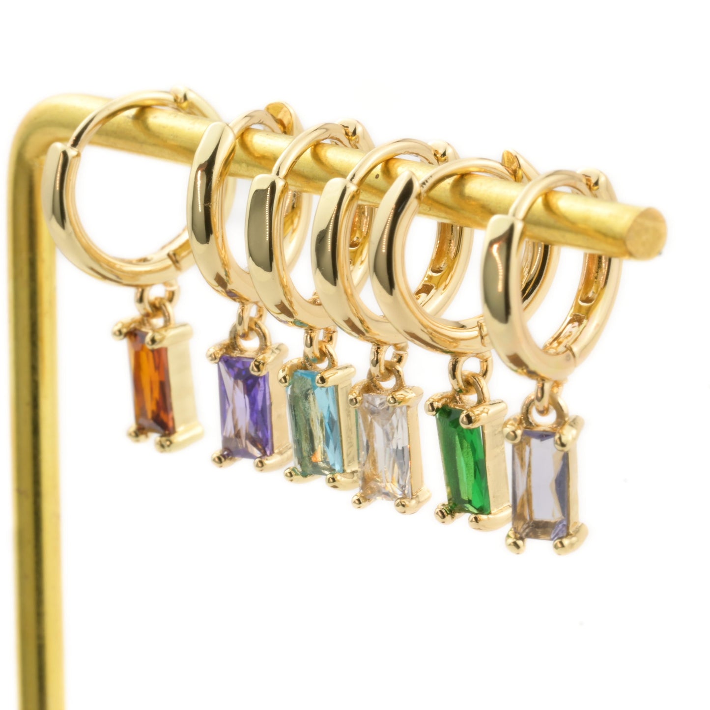 Baguette Birthstone Hoops