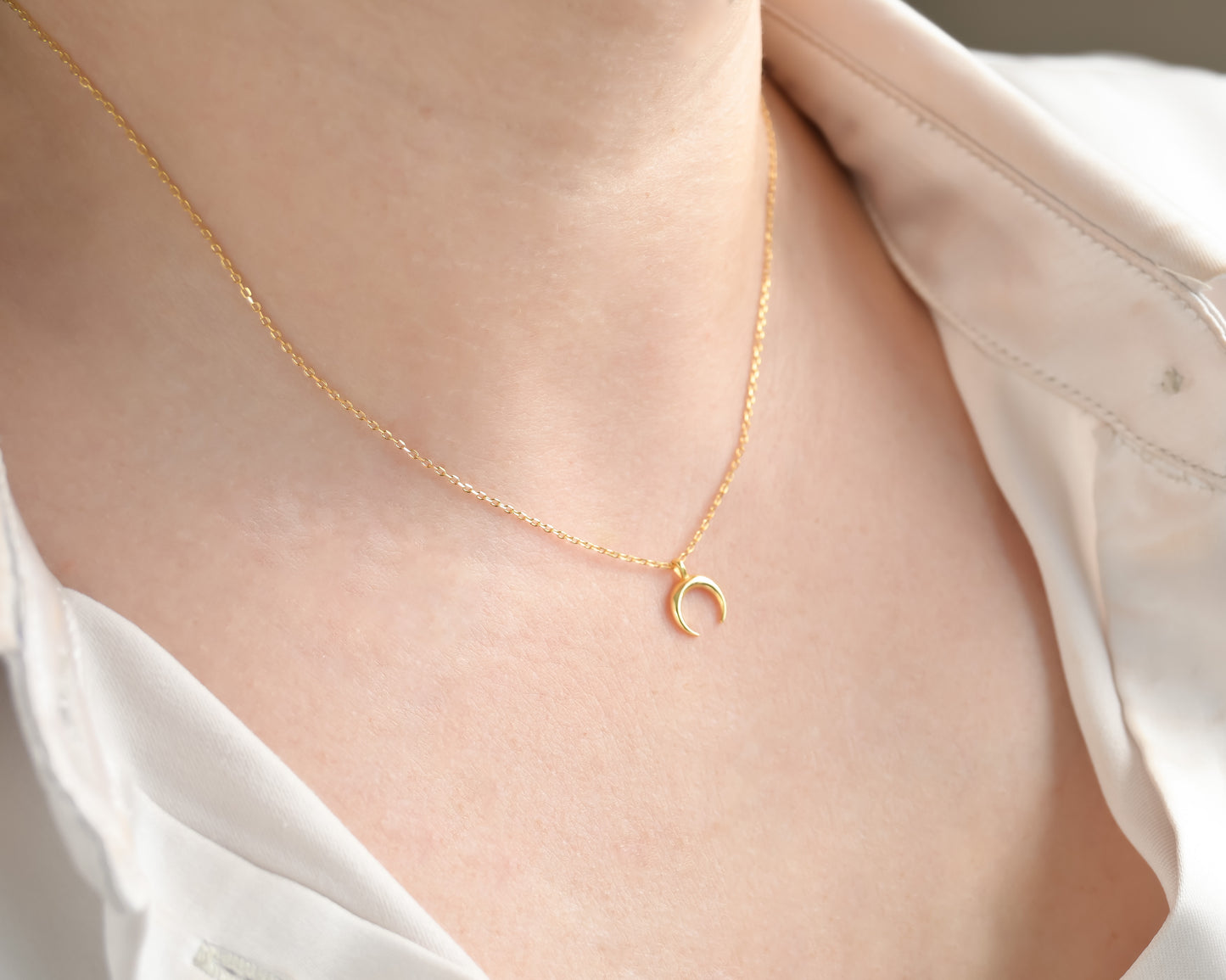 Silver Crescent Necklace