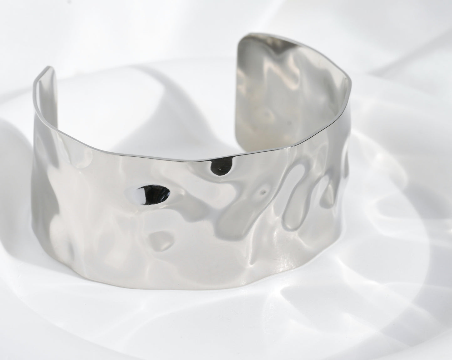 Wide Hammered Cuff Bracelet