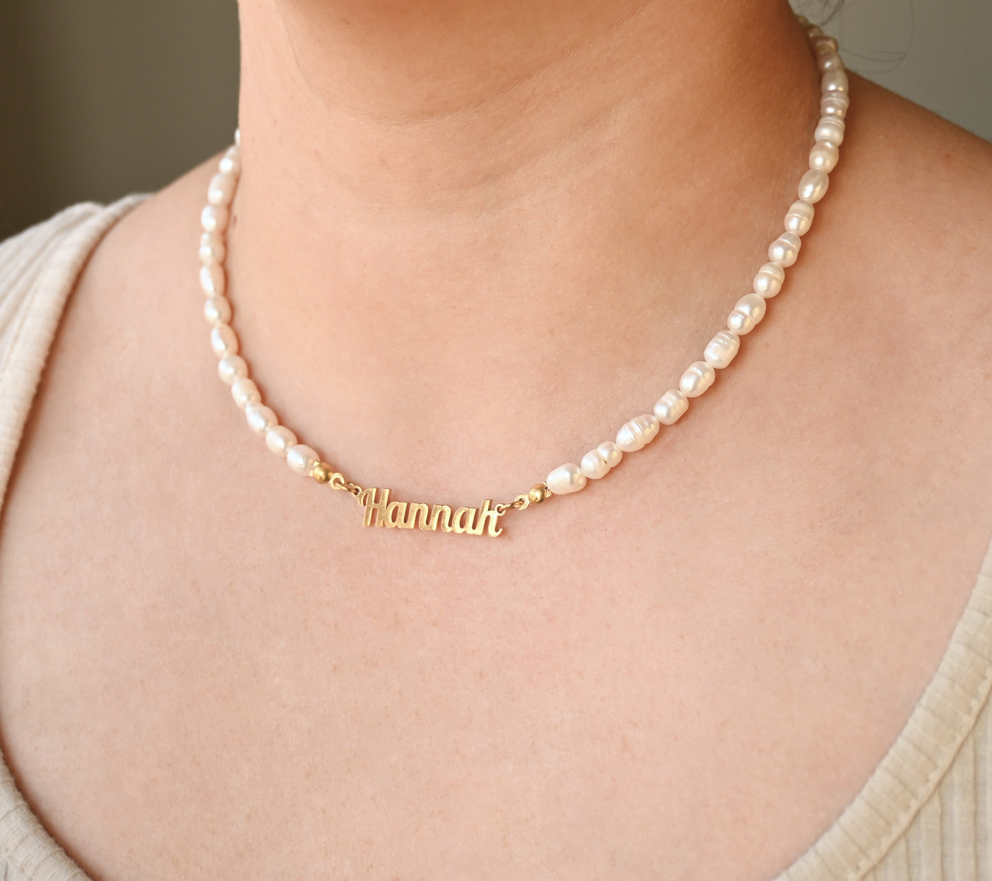 Custom Pearl Name Necklace