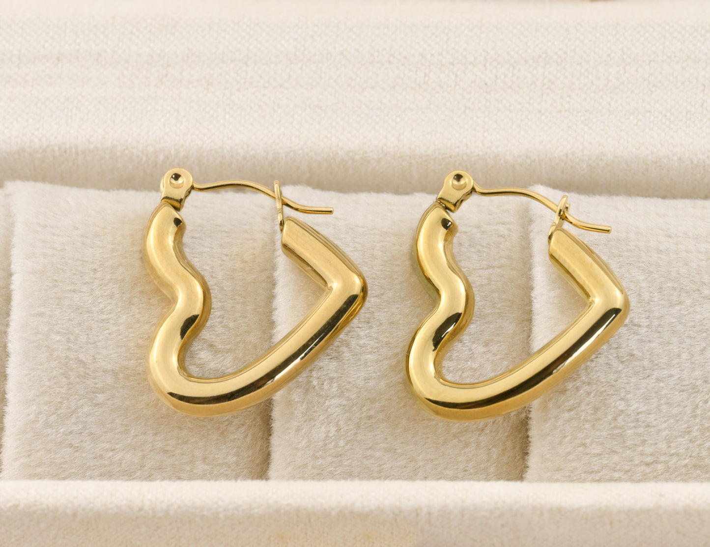 Sterling Silver Medium Sideways Heart Hoops