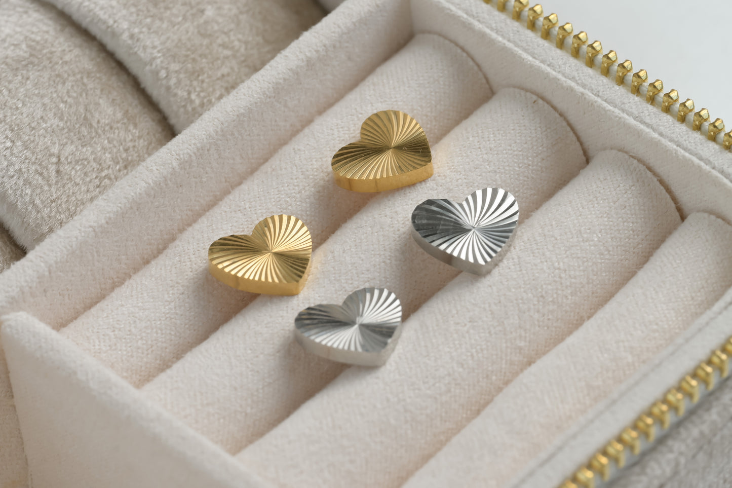 Sun Burst Heart Studs