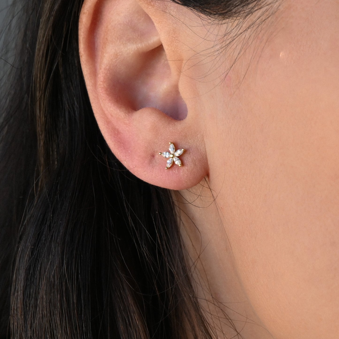 Silver Flower Studs