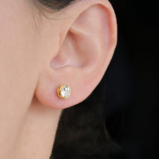 Silver Bezel Studs