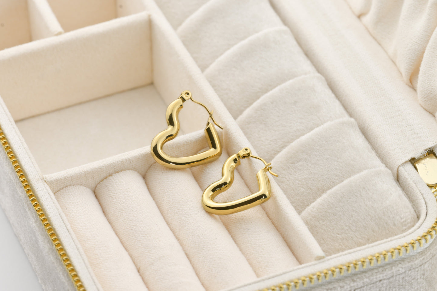 Sterling Silver Medium Sideways Heart Hoops