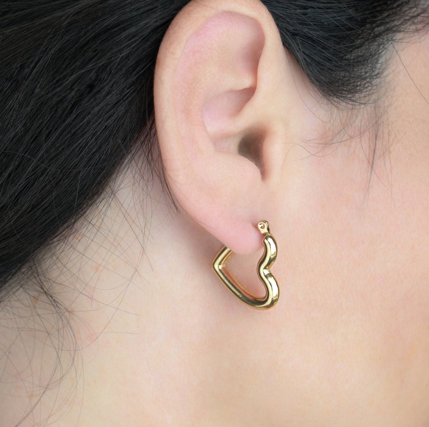 Sterling Silver Medium Sideways Heart Hoops