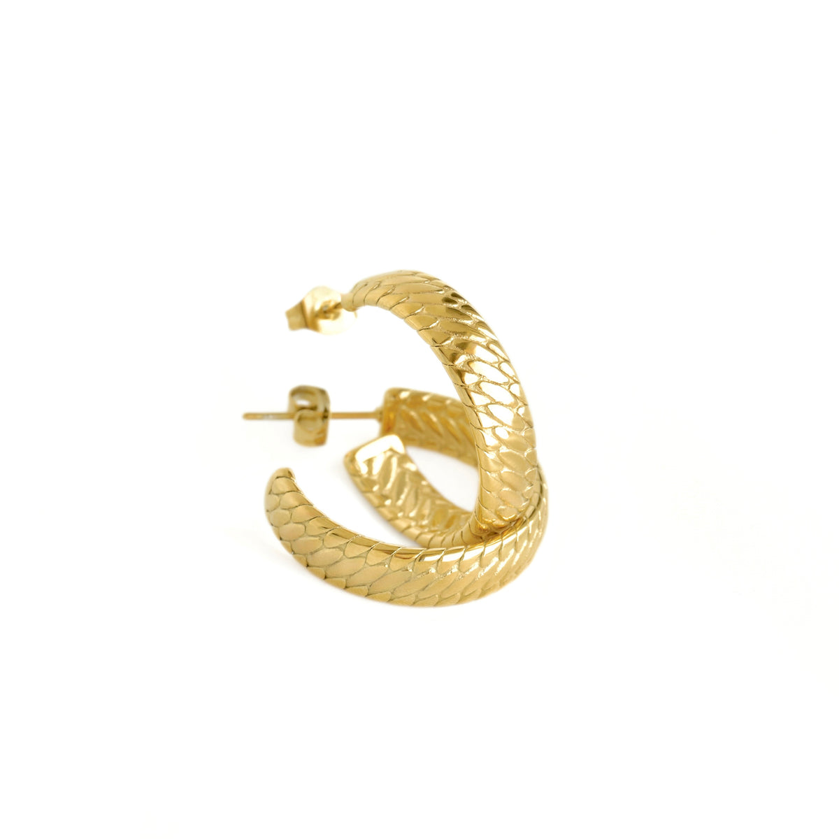 Woven Gold Hoop Earrings - 18k Gold PVD Stainless Steel